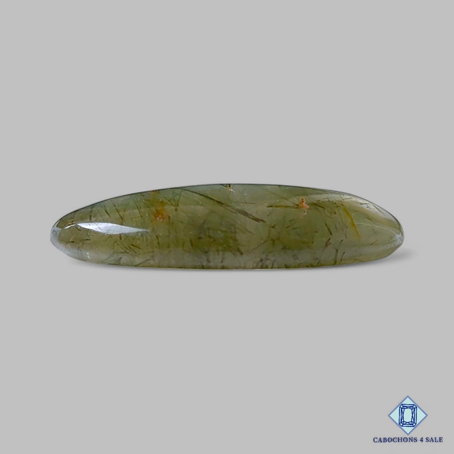 Cabujones ovalados de cuarzo rutilado verde natural de 28 x 27 x 5 mm, de Brasil, disponibles para la venta.