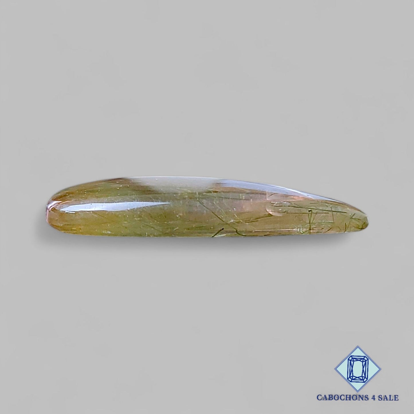 Natural Green Rutile Quartz Gemstone Pear Cabochons 38*22*6mm from Brazil available for sale