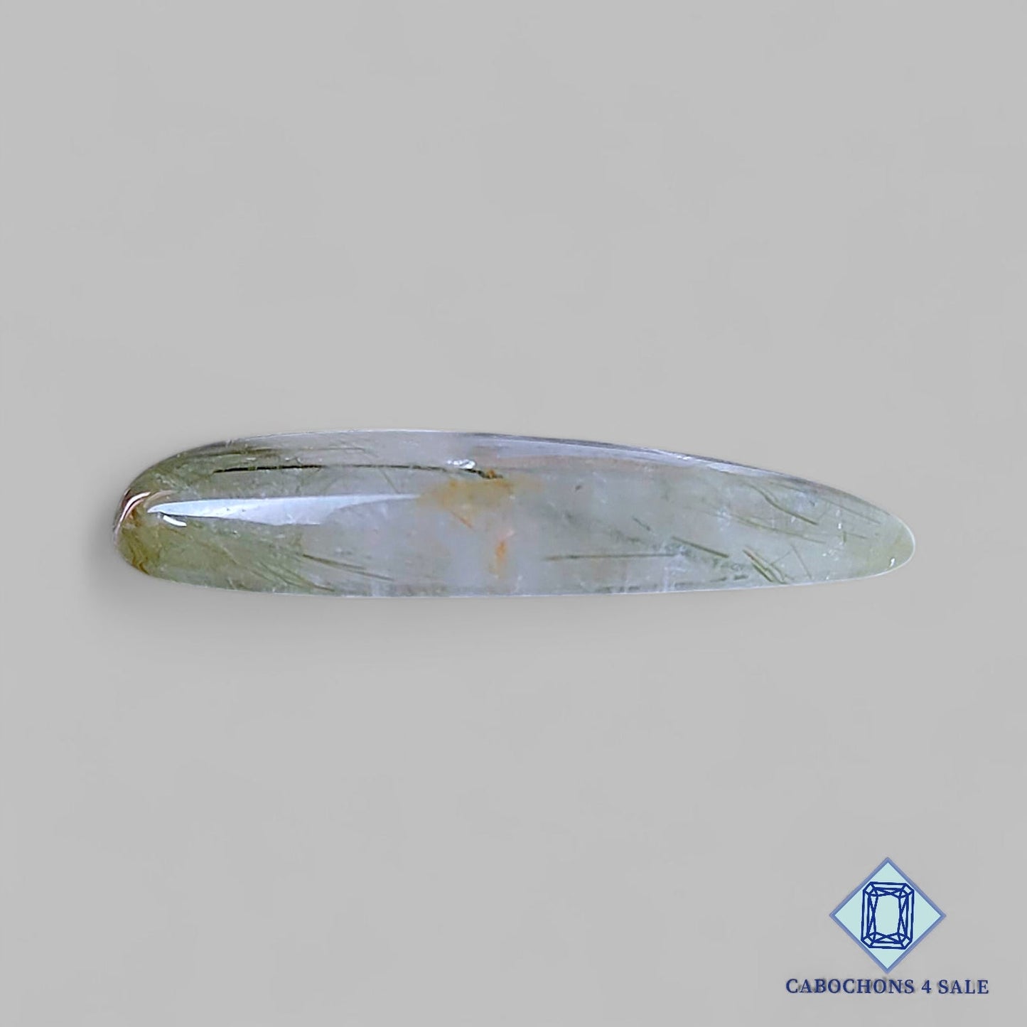 Cabujones de cuarzo rutilado verde natural en forma de pera de 32 x 18 x 5 mm, de Brasil, disponibles para la venta.