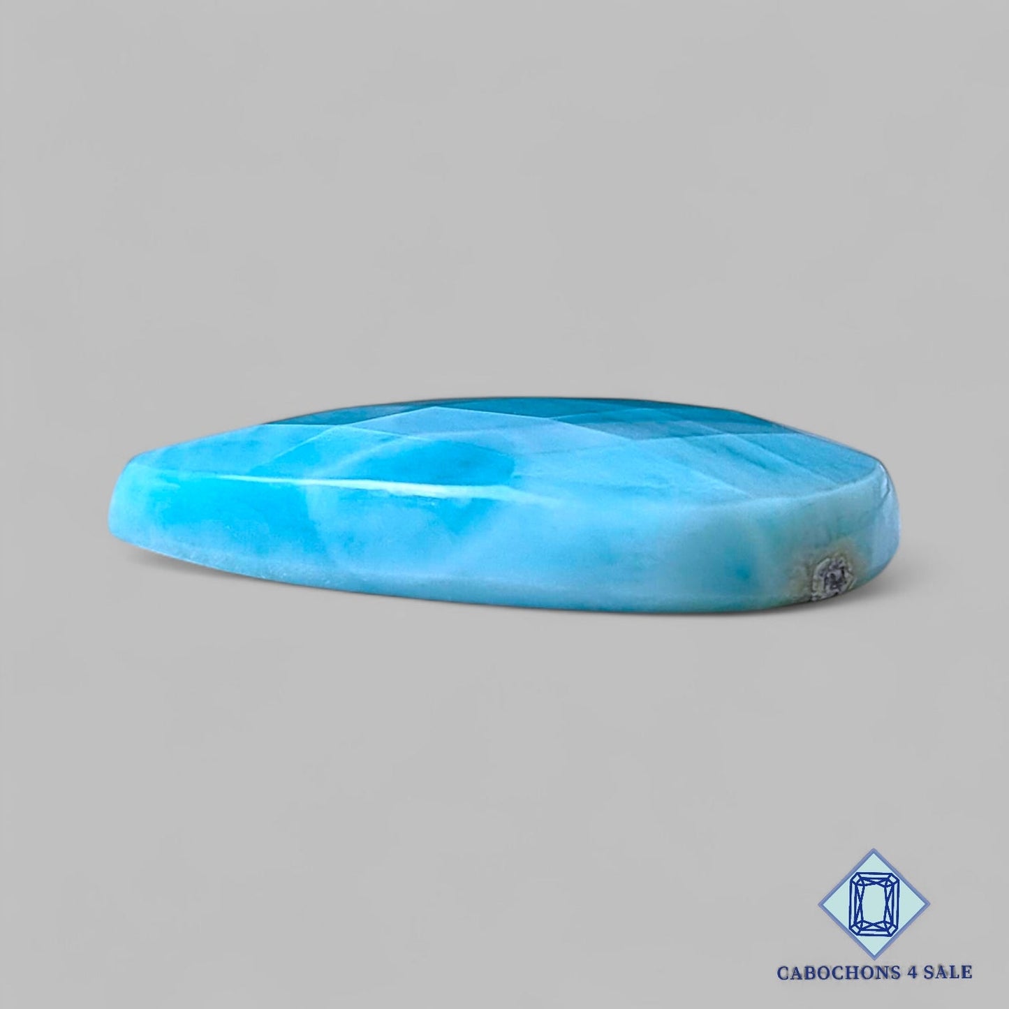 Natural Larimar Gemstone Pear Checker Cut 28*21*5mm from Dominican Republic available for sale