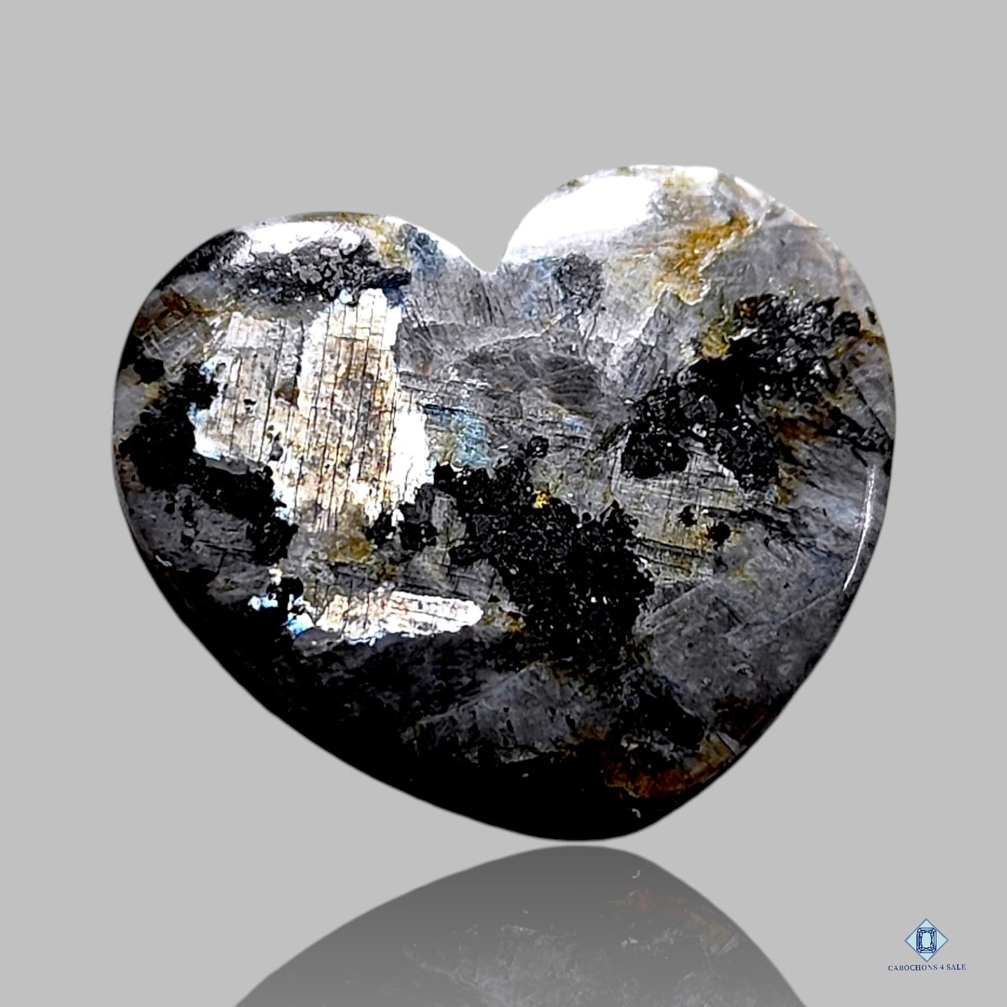 Cabujones de corazón de larvikita