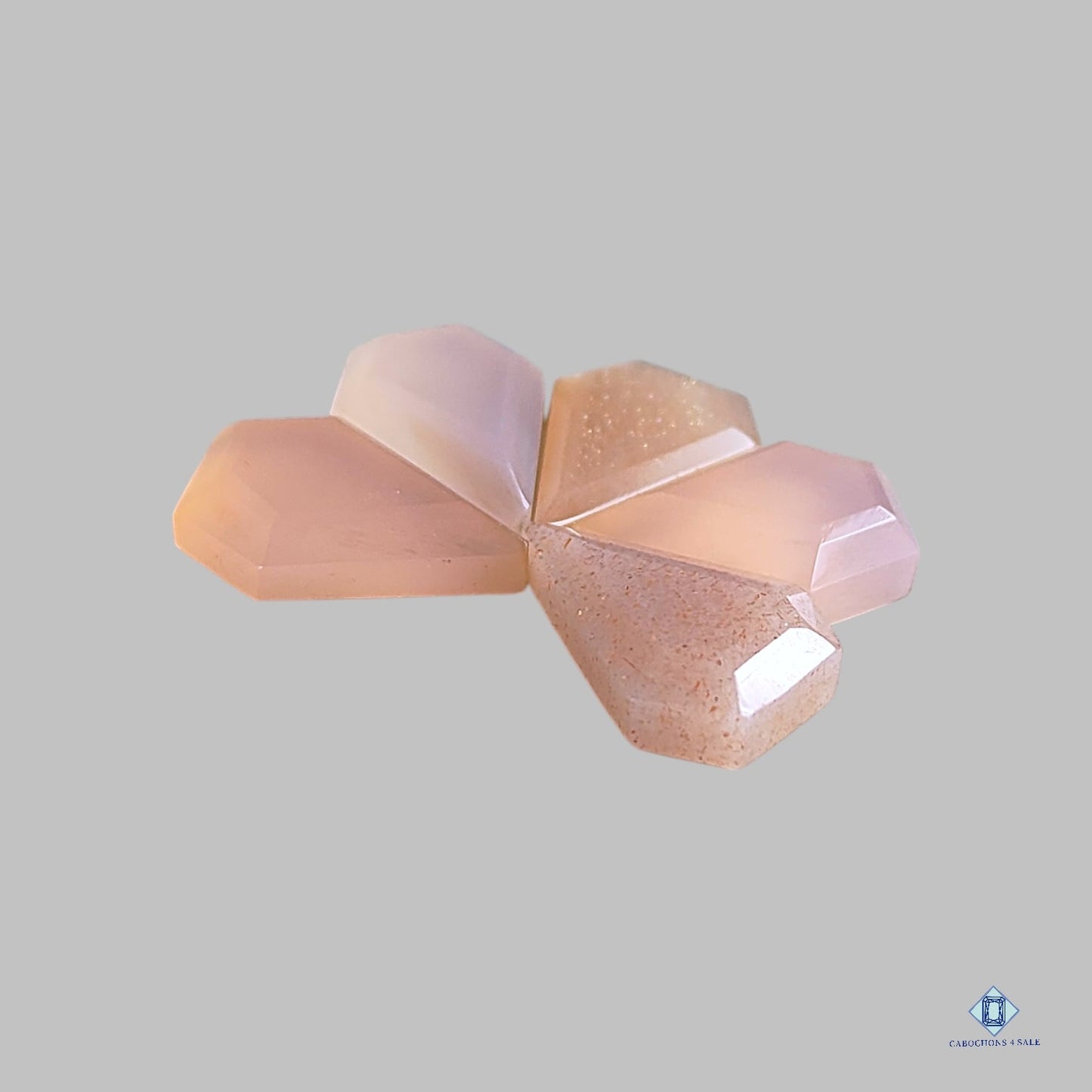 Lavender Chalcedony + Peach Moonstone Hexagon Step Cut
