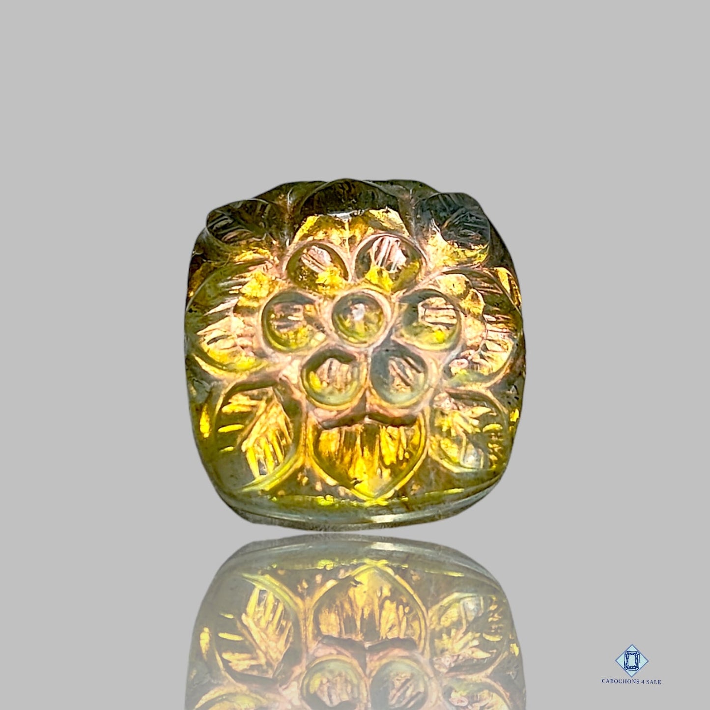 Yellow Labradorite Coated Doublets Cushion Carvings