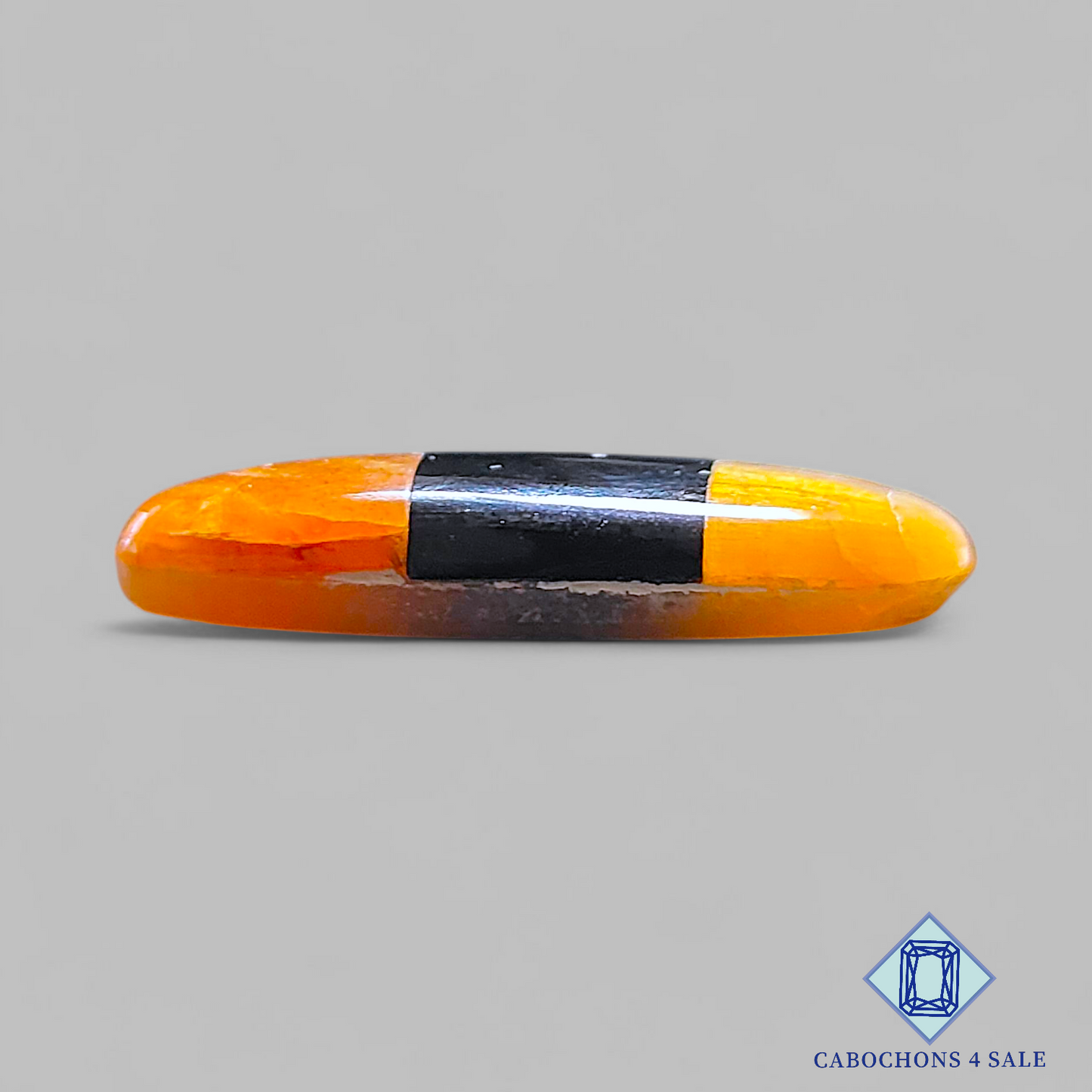 Dobletes ovalados de piedra solar y ónix negro con enrejado arcoíris de lluvia de meteoritos