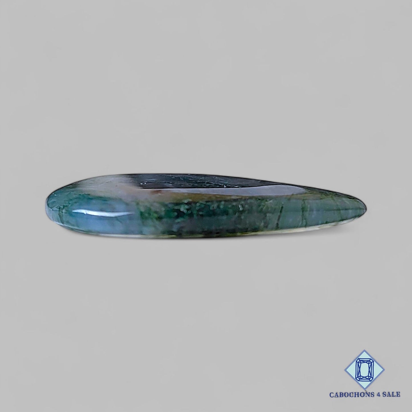 Cabujones de ágata musgosa natural en forma de pera de 32 x 23 x 4 mm, de EE. UU., disponibles para la venta.