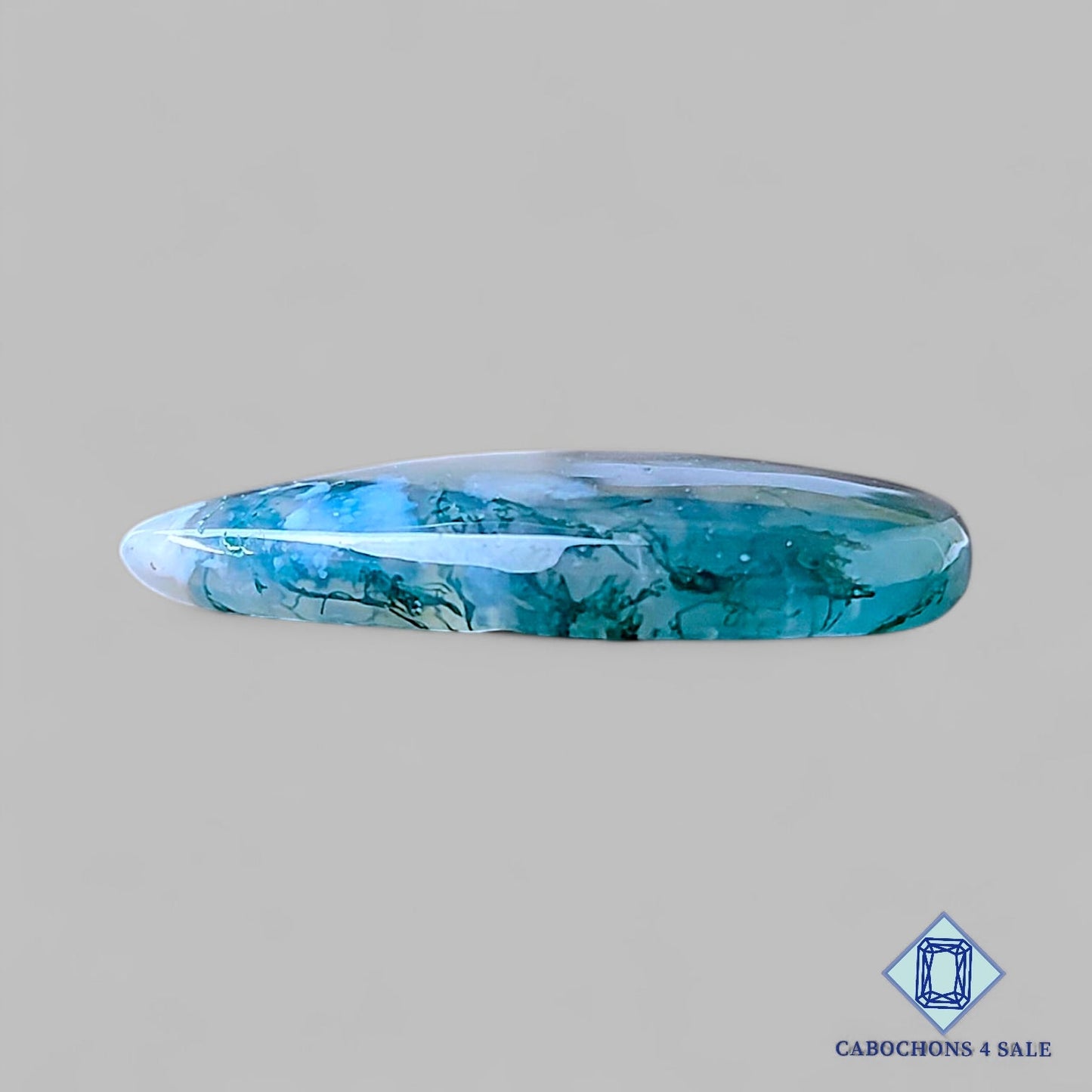 Cabujones de ágata musgosa natural en forma de pera de 31 x 22 x 5 mm, de EE. UU., disponibles para la venta.