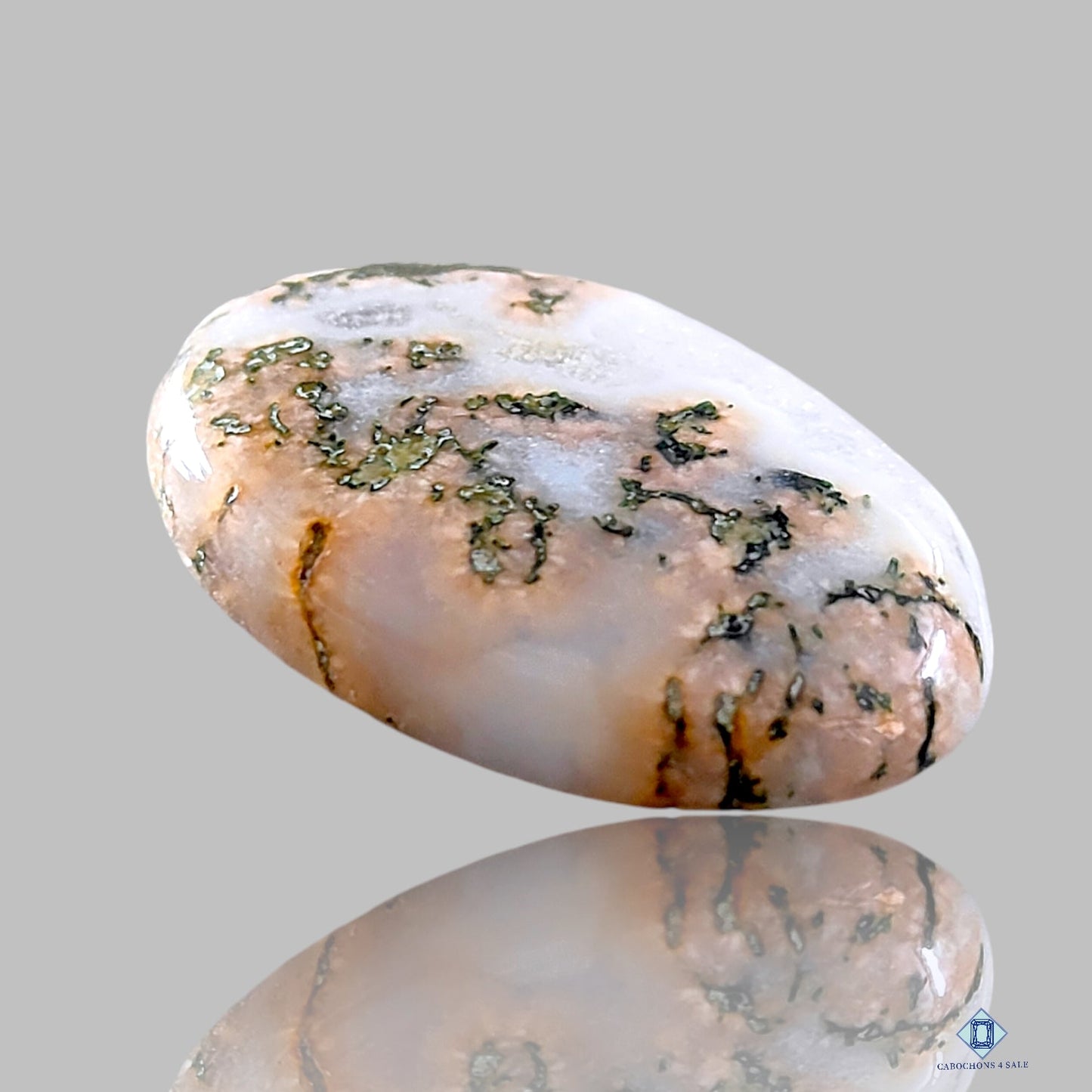 Cabujones ovalados de ágata musgosa