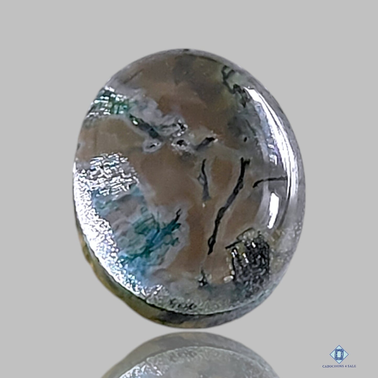 Ágata musgosa + Cuarzo cristal Dobletes ovalados