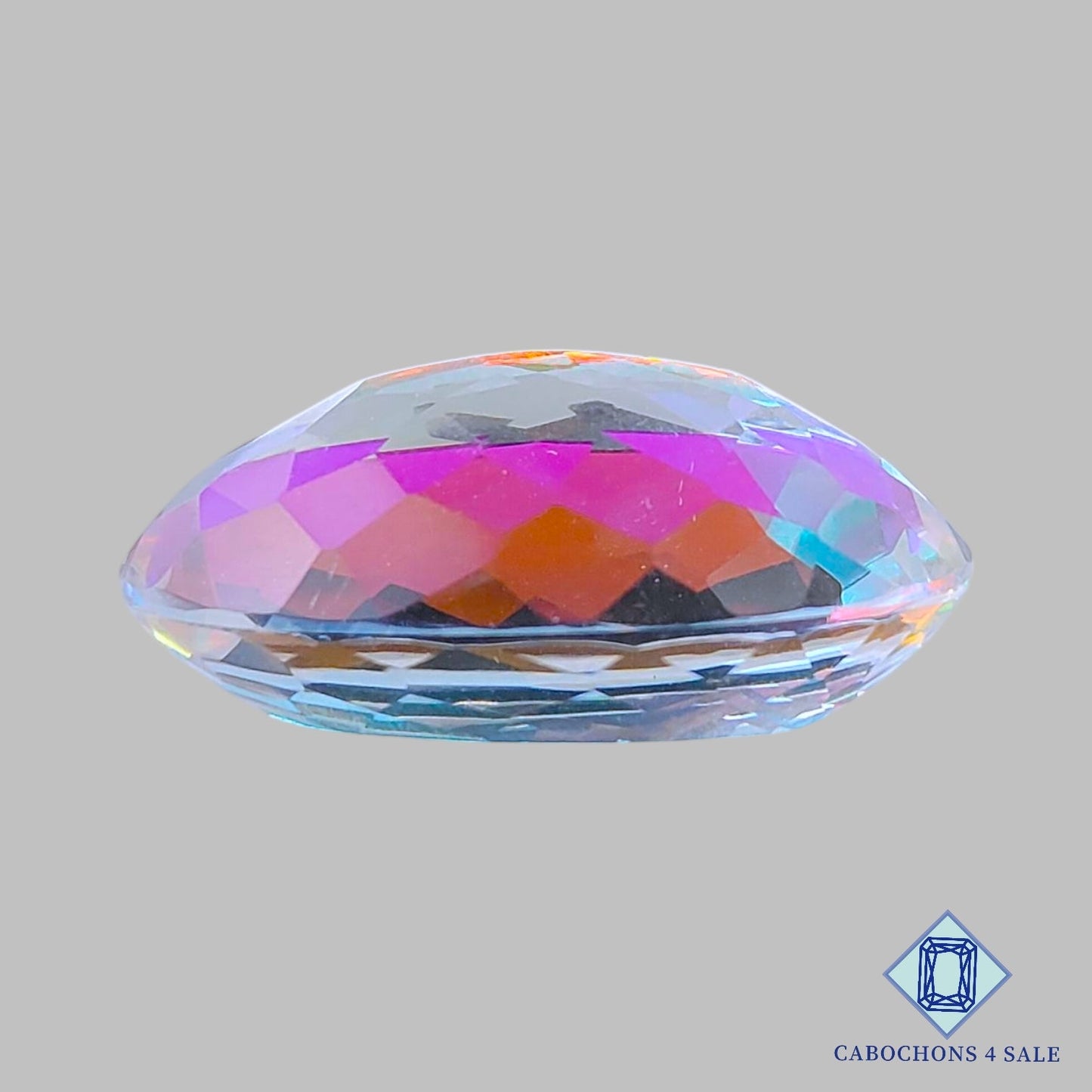 Piedras preciosas dobles ovaladas de cuarzo místico arcoíris y cuarzo cristal, 32 x 18 x 14 mm, disponibles para la venta.