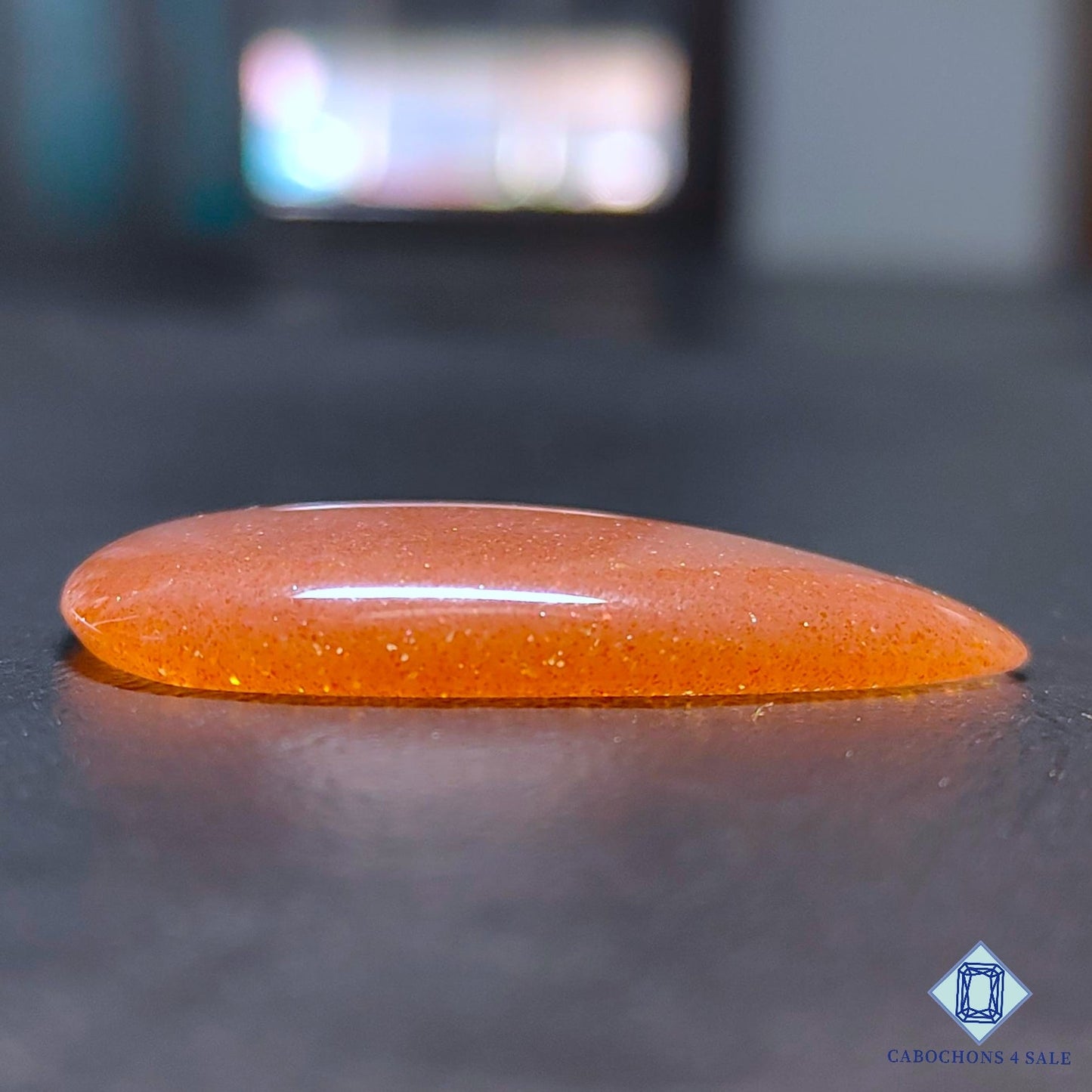 Natural Peach Moonstone with Sunstone Gemstone Pear Cabochons 37*23*5mm from Madagascar available for sale