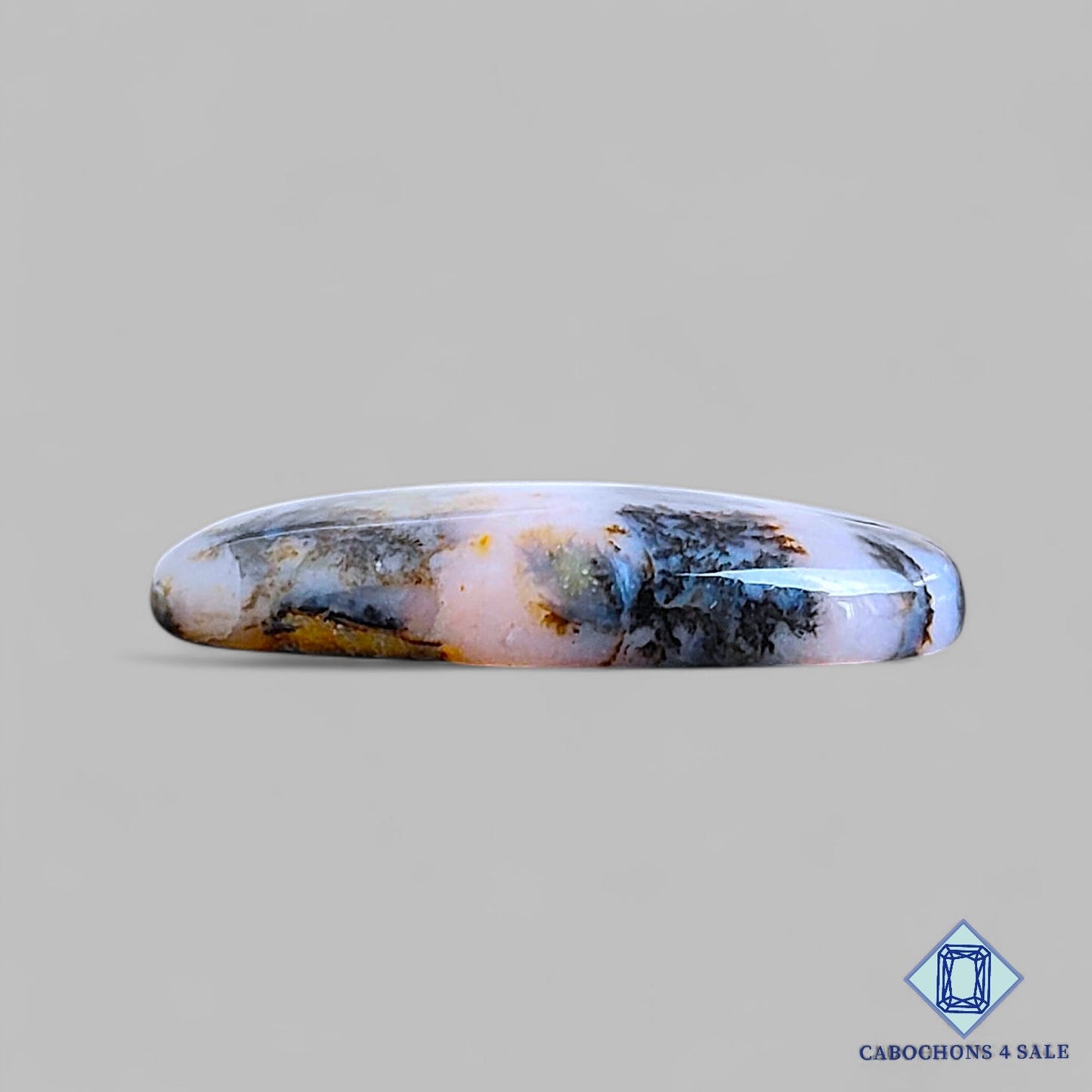 Natural Pink Opal Moss Agate Gemstone Oval Cabochons 26*12*4mm From Peru available for sale
