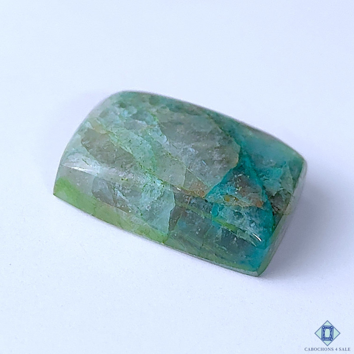 Cabochons4sale rectangular Quantum Quattro cabochon gemstone with blue and green natural patterns