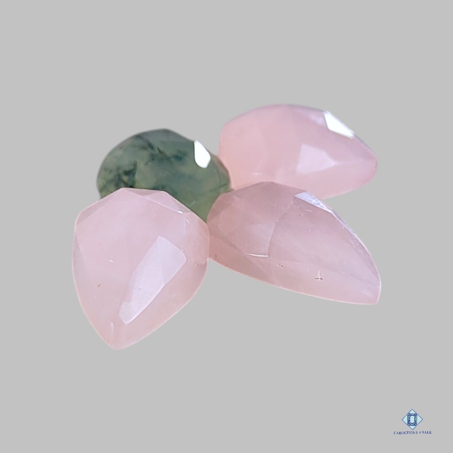 Rose Quartz + Prehnite Mix Shape Rose Cut