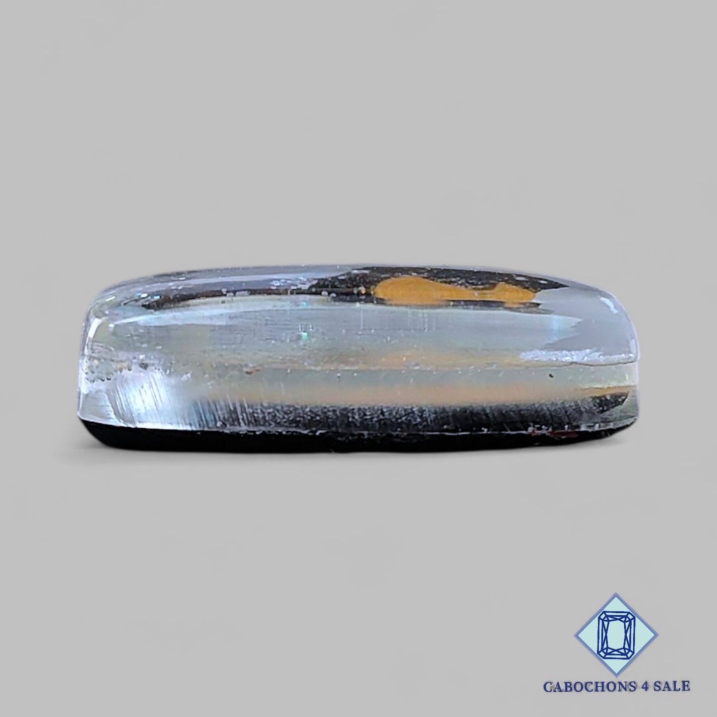 Piedras preciosas rectangulares dobles de ónix negro y cuarzo cristal de Wood Hill, 26 x 17 x 8 mm, disponibles para la venta.