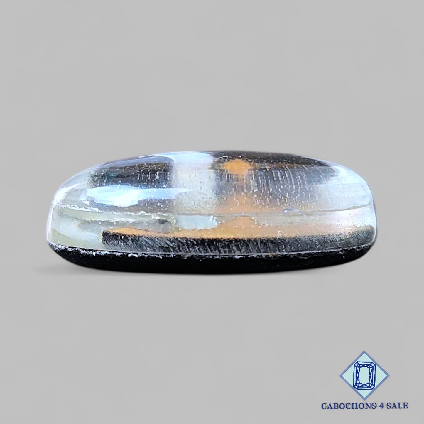 Wood Hill Black Onyx + Crystal Quartz Doublet Gemstone Oval Doublets 26*19*8mm available for sale