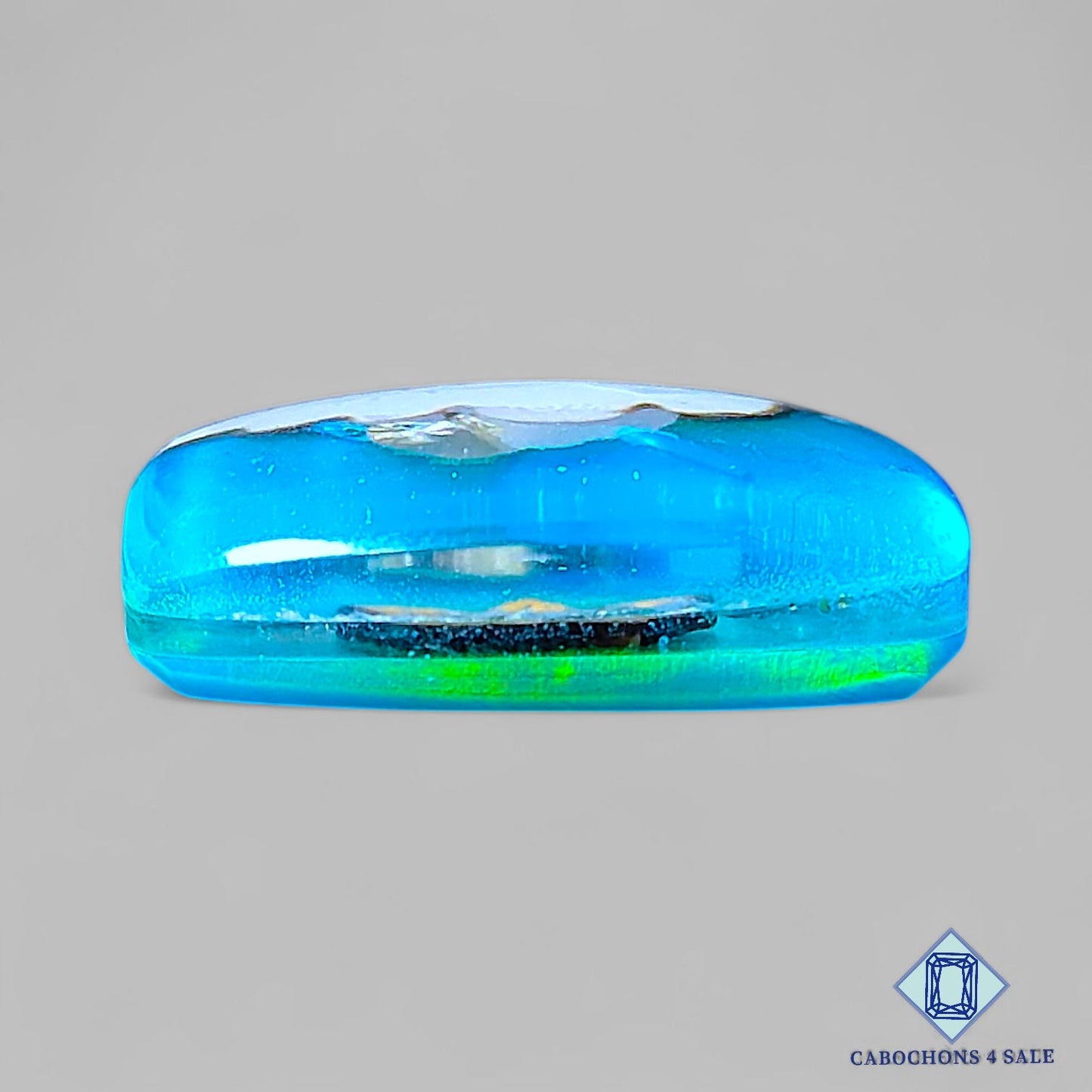 Piedras preciosas rectangulares dobles de ópalo Aurora y cuarzo cristal de Wood Hill Mountain, 26 x 18 x 7 mm, disponibles para la venta.