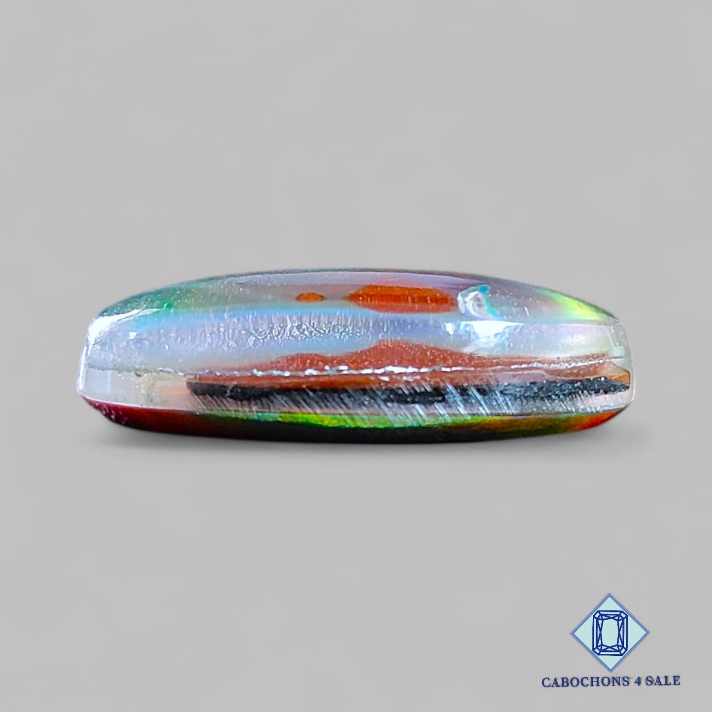 Wood Hill Mountain Aurora Opal + Crystal Quartz Doublet Gemstone Oval Doublets 27*17*7mm available for sale