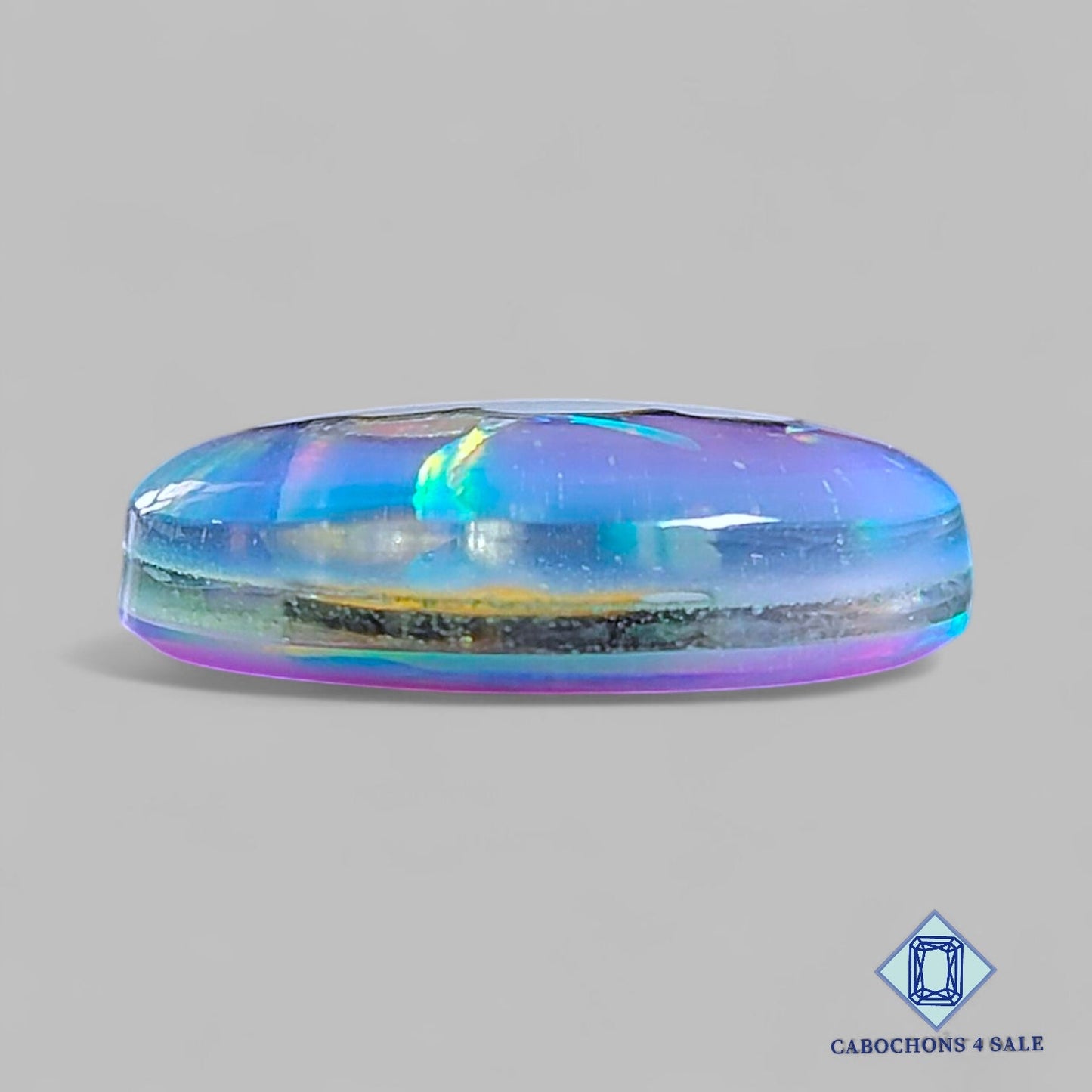 Wood Hill Mountain Aurora Opal + Crystal Quartz Doublet Gemstone Oval Doublets 26*20*7mm available for sale