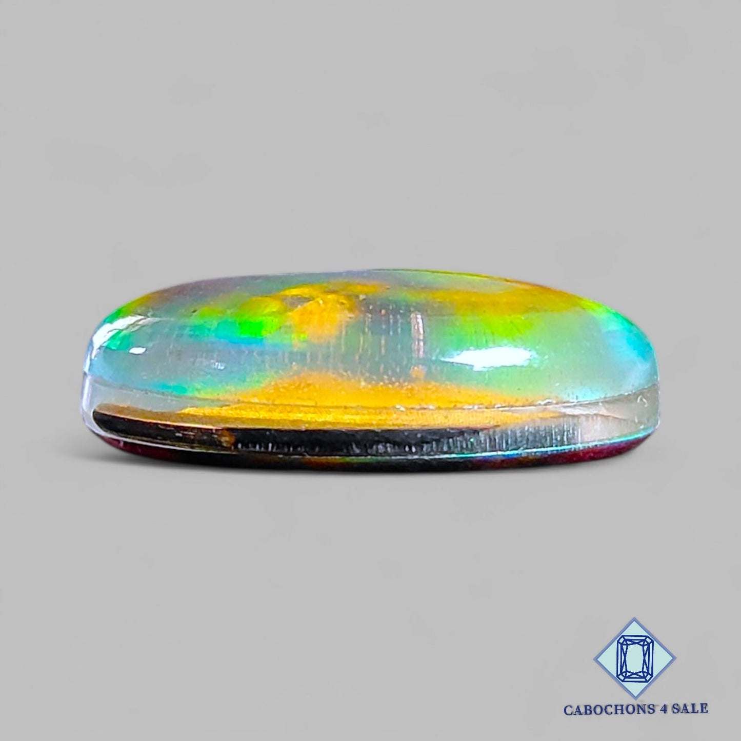 Wood Hill Mountain Aurora Opal + Crystal Quartz Doublet Gemstone Oval Doublets 25*19*8mm available for sale