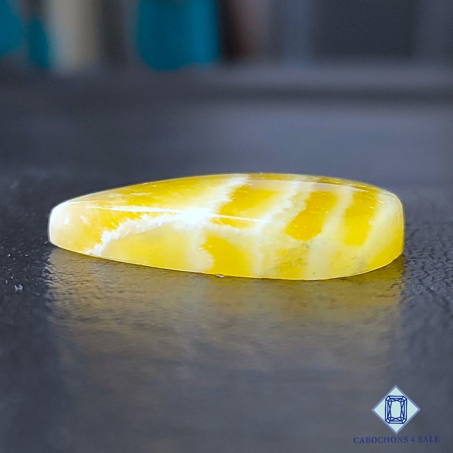 Natural Yellow Calcite Gemstone Pear Cabochons 32*26*6mm from Brazil available for sale