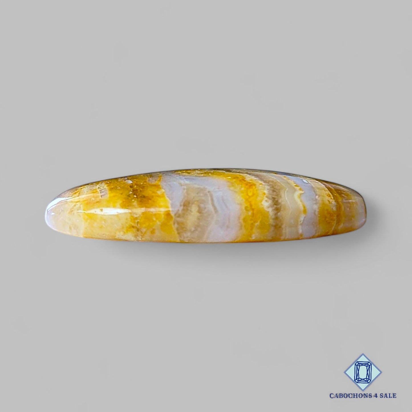 Natural Yellow Lace Agate Gemstone Oval Cabochons 31*20*5mm from Mexico available for sale