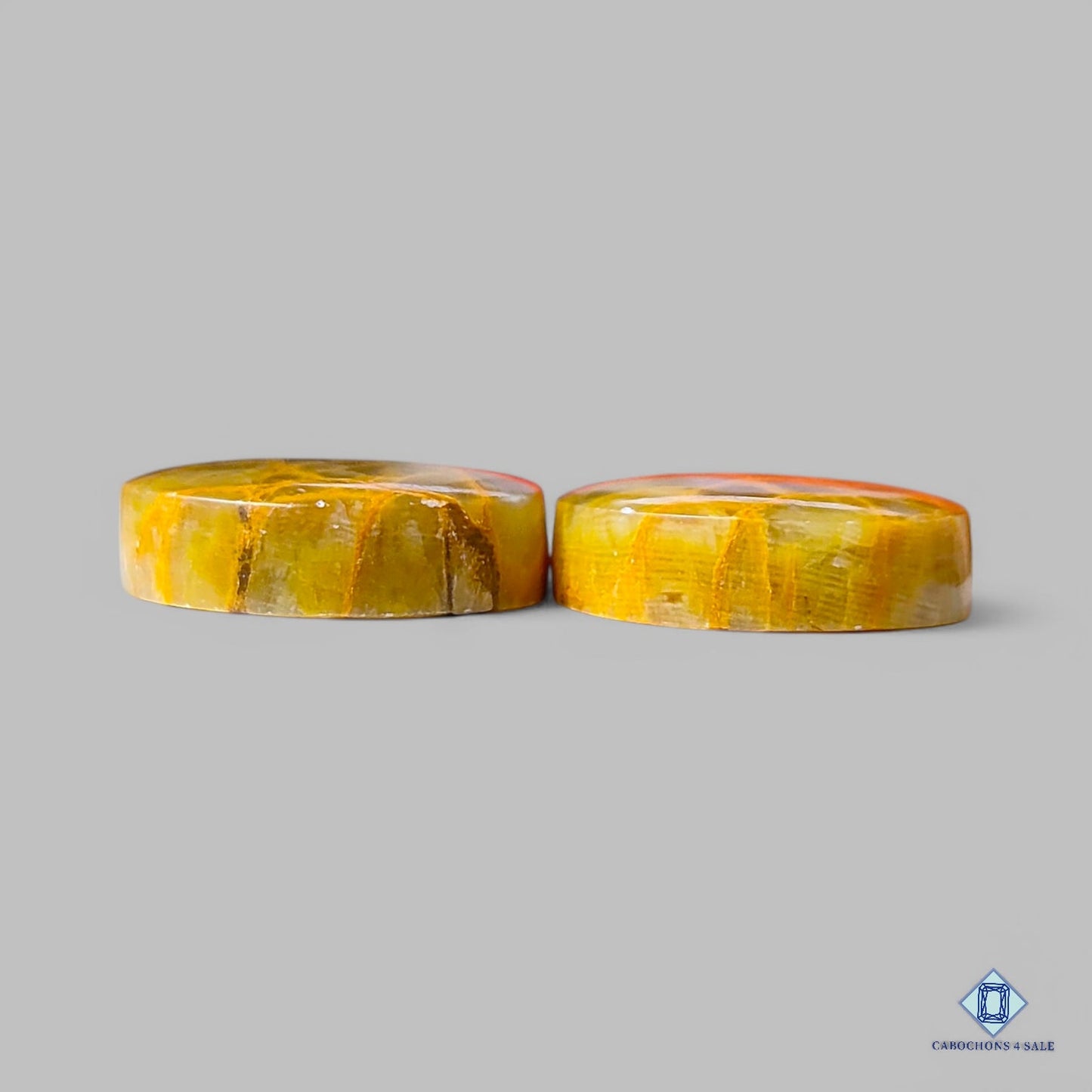 Natural Yellow Web jasper(indian jasper ) Gemstone Round Pairs 17*5mm from Mexico available for sale