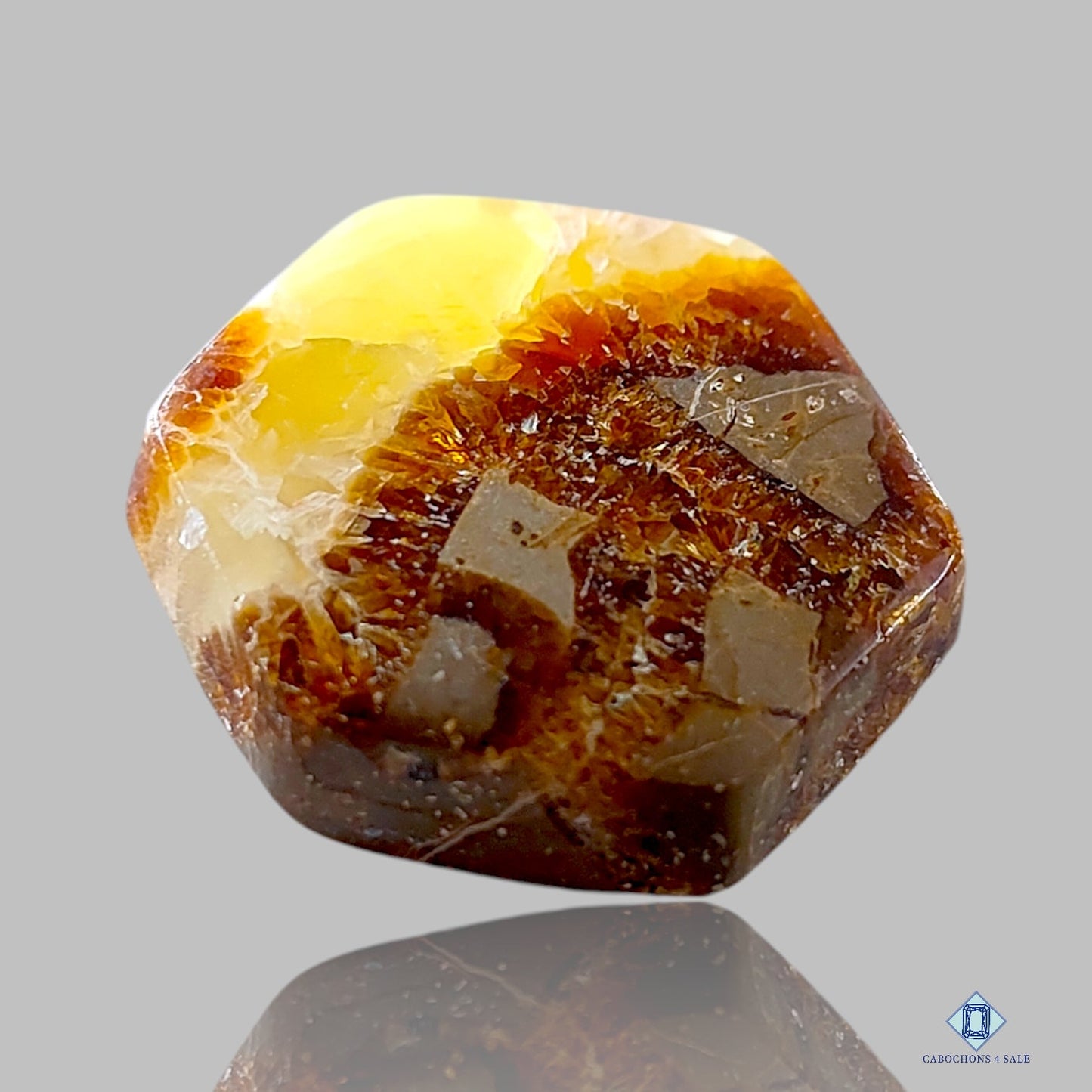 Cabujones hexagonales septarianos amarillos