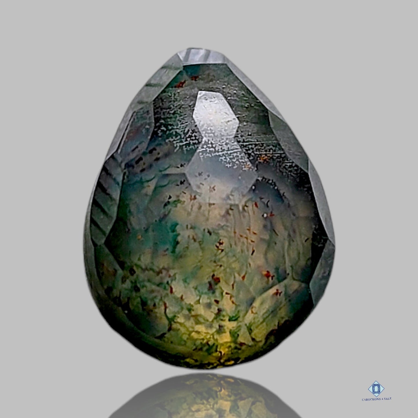 Moss Agate + Crystal Quartz Doublets pear Doublets