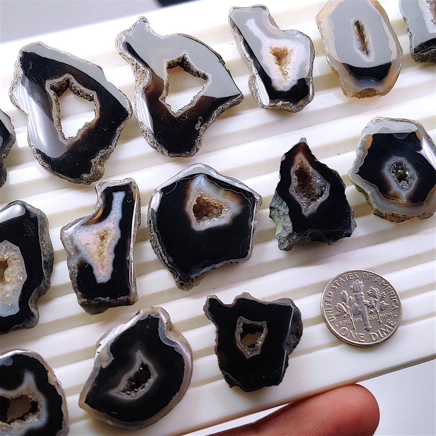 Natural Black Agate Gemstone Cabochons | Smooth Polished Stone for Rings, Pendants
