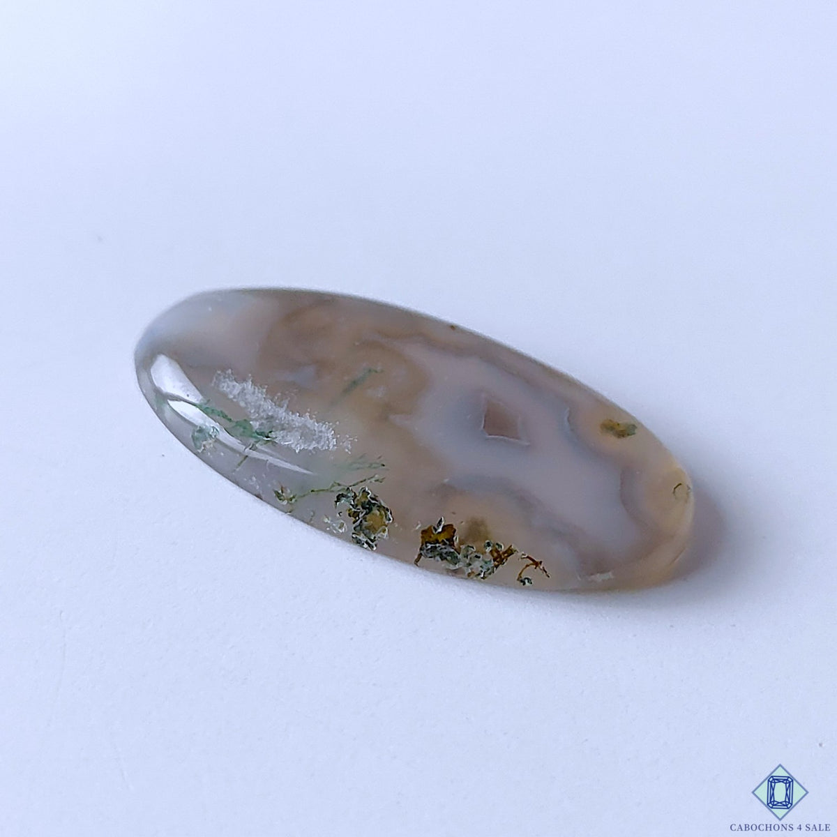 Natural Moss Agate Oval Cabochons 32x17x4mm