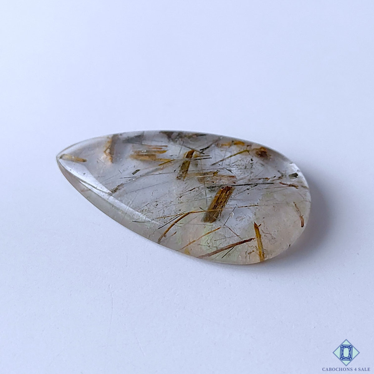 Rutile Quartz Pear Cabochons 35x21x5mm
