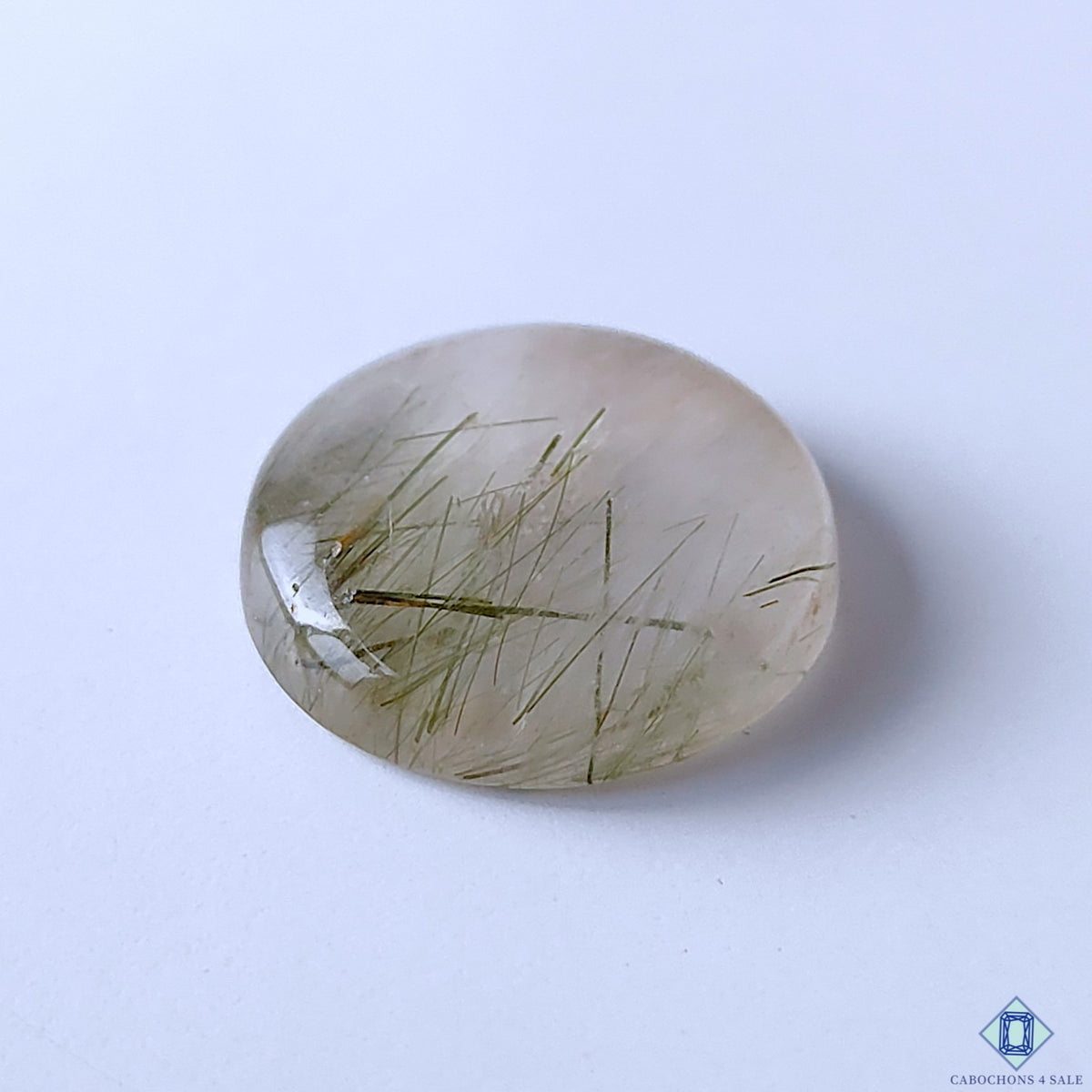 Green Rutile Quartz Round Cabochons 24x6mm
