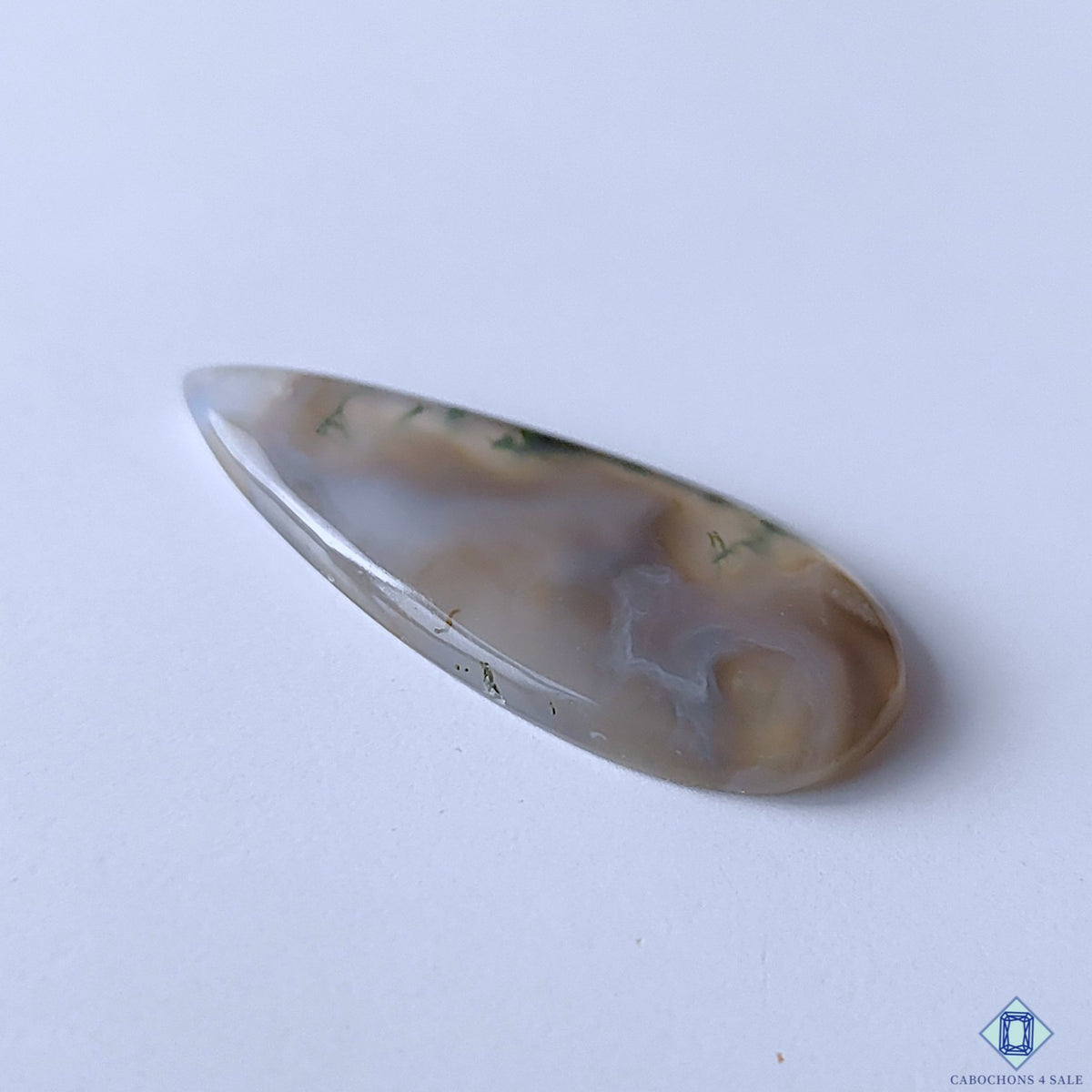 Moss Agate Pear Cabochons 36x16x4mm