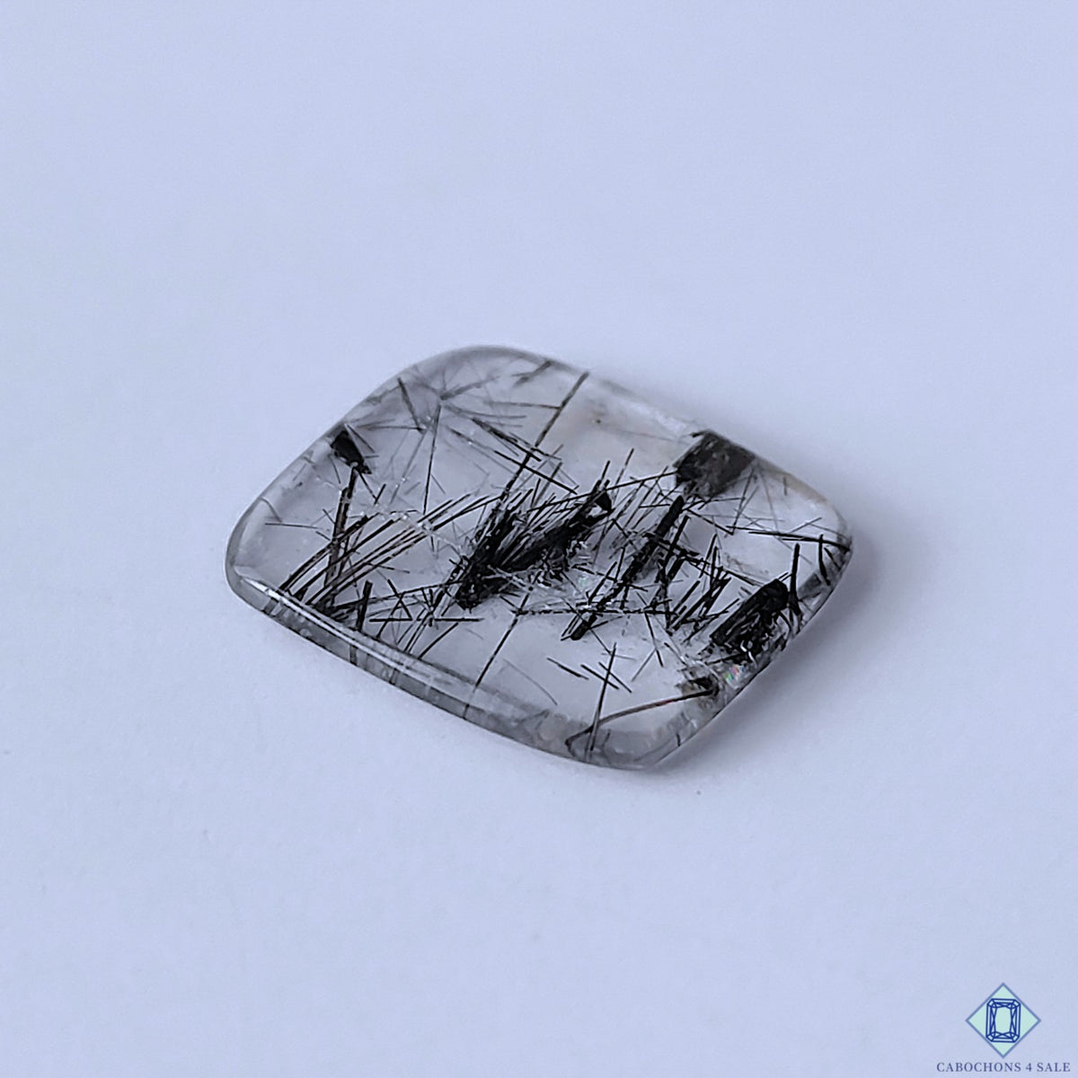 Black Rutile Quartz Rectangle Cabochons 16x15x2mm