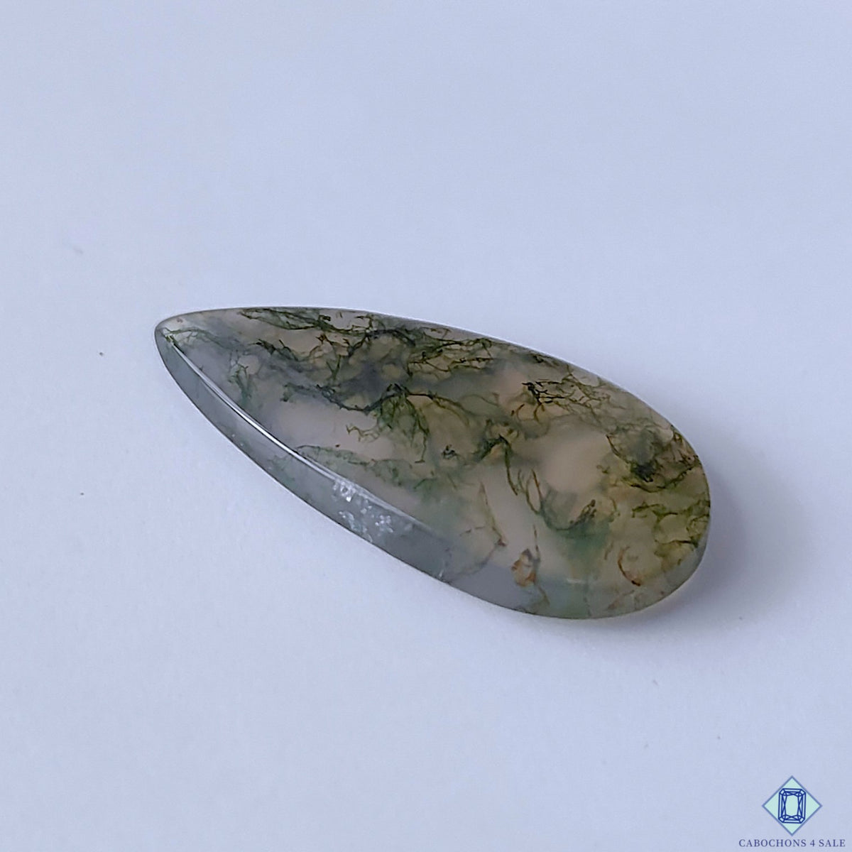 Moss Agate Pear Cabochons 27x14x4mm