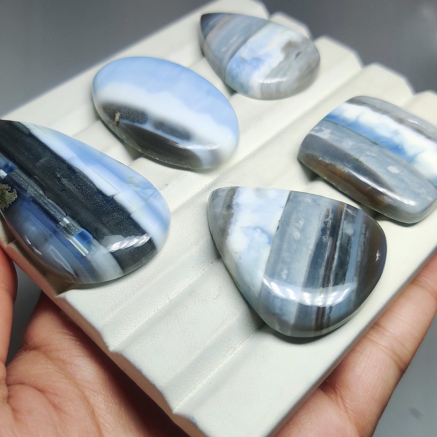 Blue Opal Gemstone Cabochons Natural Blue Opal Cabochons for Jewelry Making, Loose Blue Opal Stones, High Quality Polished Gems