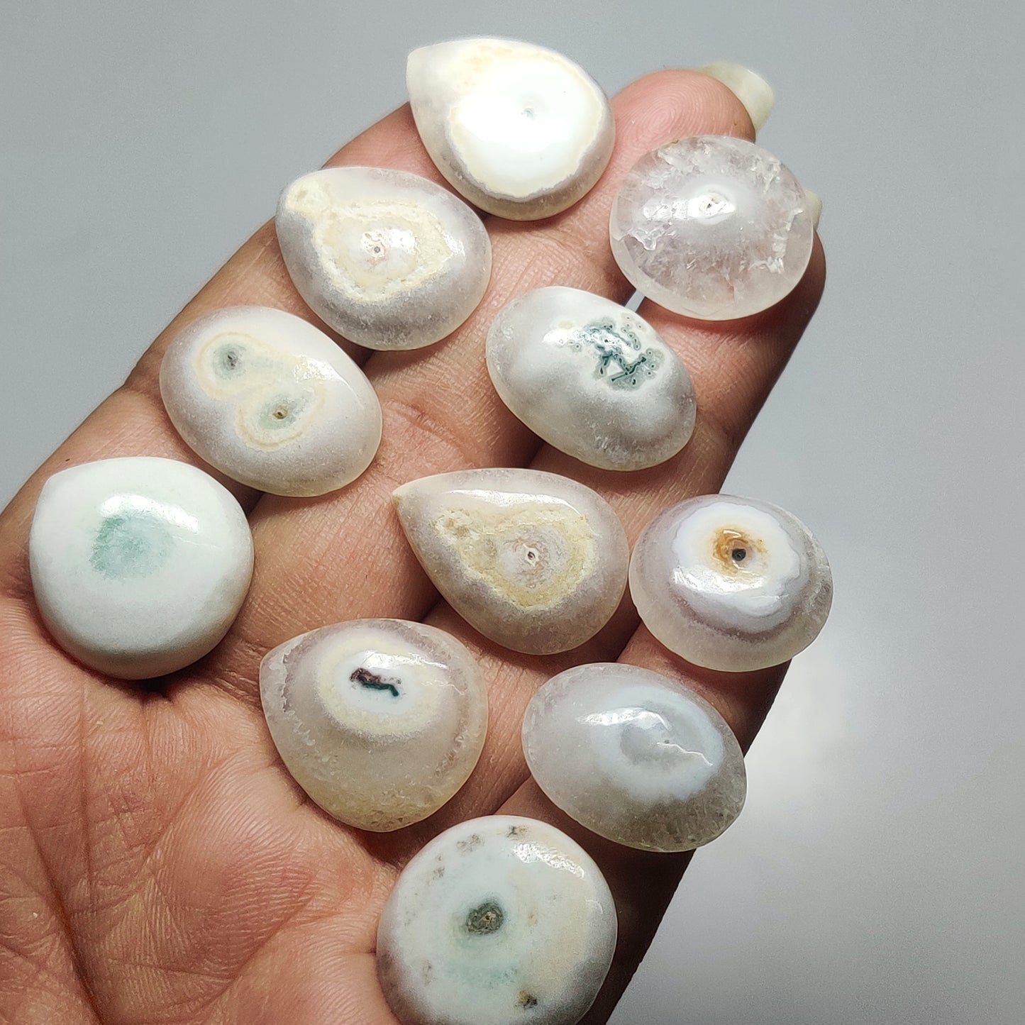 Solar Quartz Gemstone Cabochons Natural Solar Quartz Cabochons for Jewelry Making, Loose Quartz Stones, High Quality Polished Gems