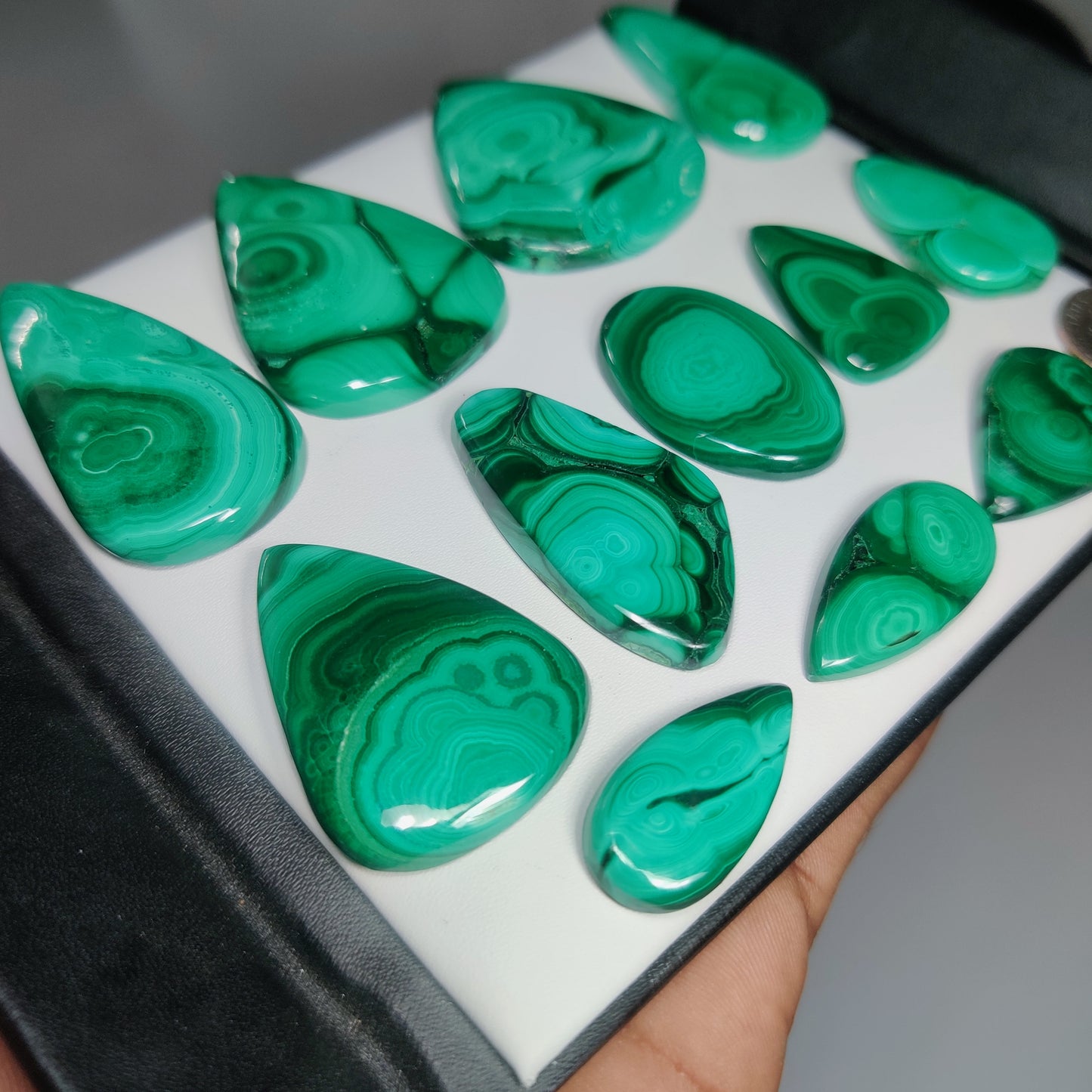 Natural Malachite Gemstone Cabochons | Green Pattern Stone for Rings, Pendants