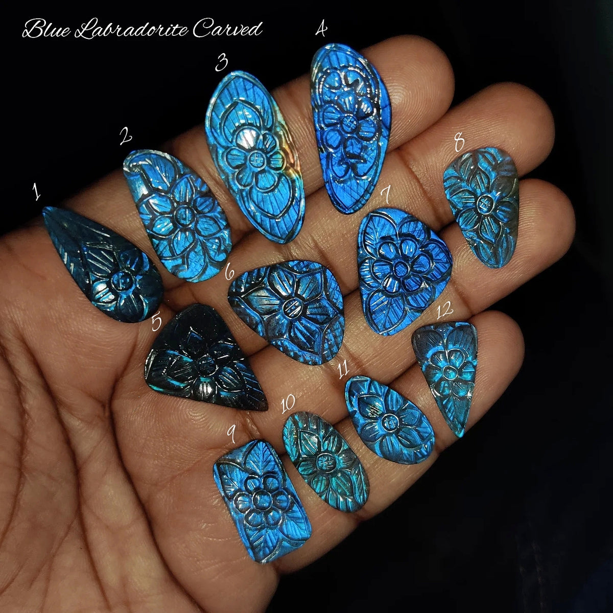 Blue Labradorite Carved | Mystical Blue Flash with Artistic Natural Character