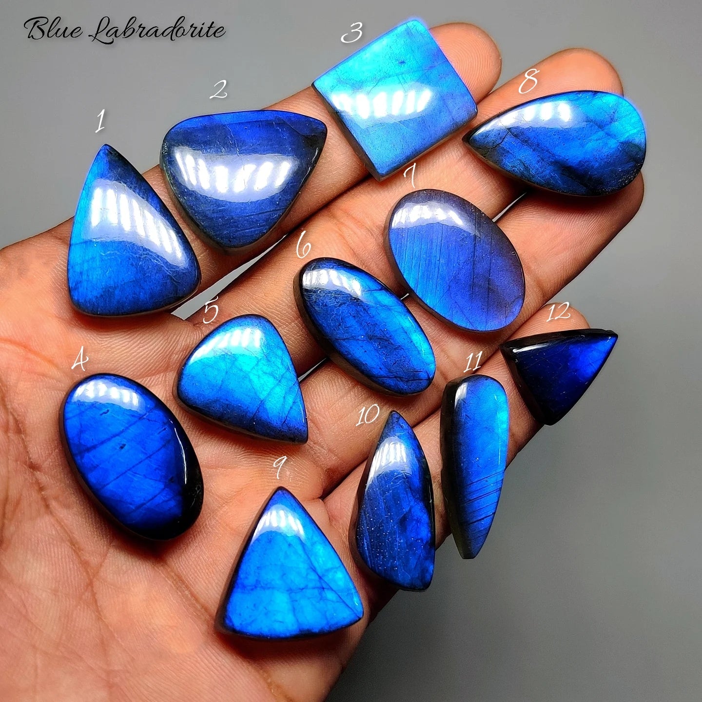 Natural Blue Labradorite Gemstone Cabochon | Electric Blue Flash Loose Stone for Jewelry Making | Premium Polished