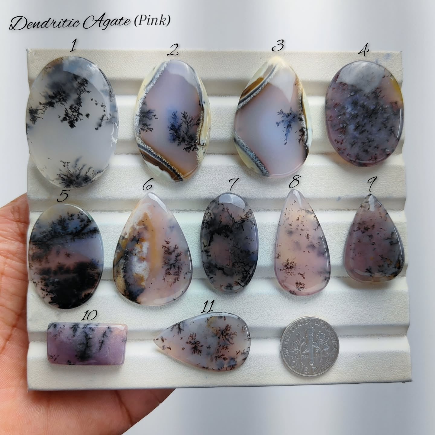 Natural Dendritic Agate Gemstone Cabochon | Intricate Tree-Like Pattern Loose Stone for Jewelry Making | Hand Polished
