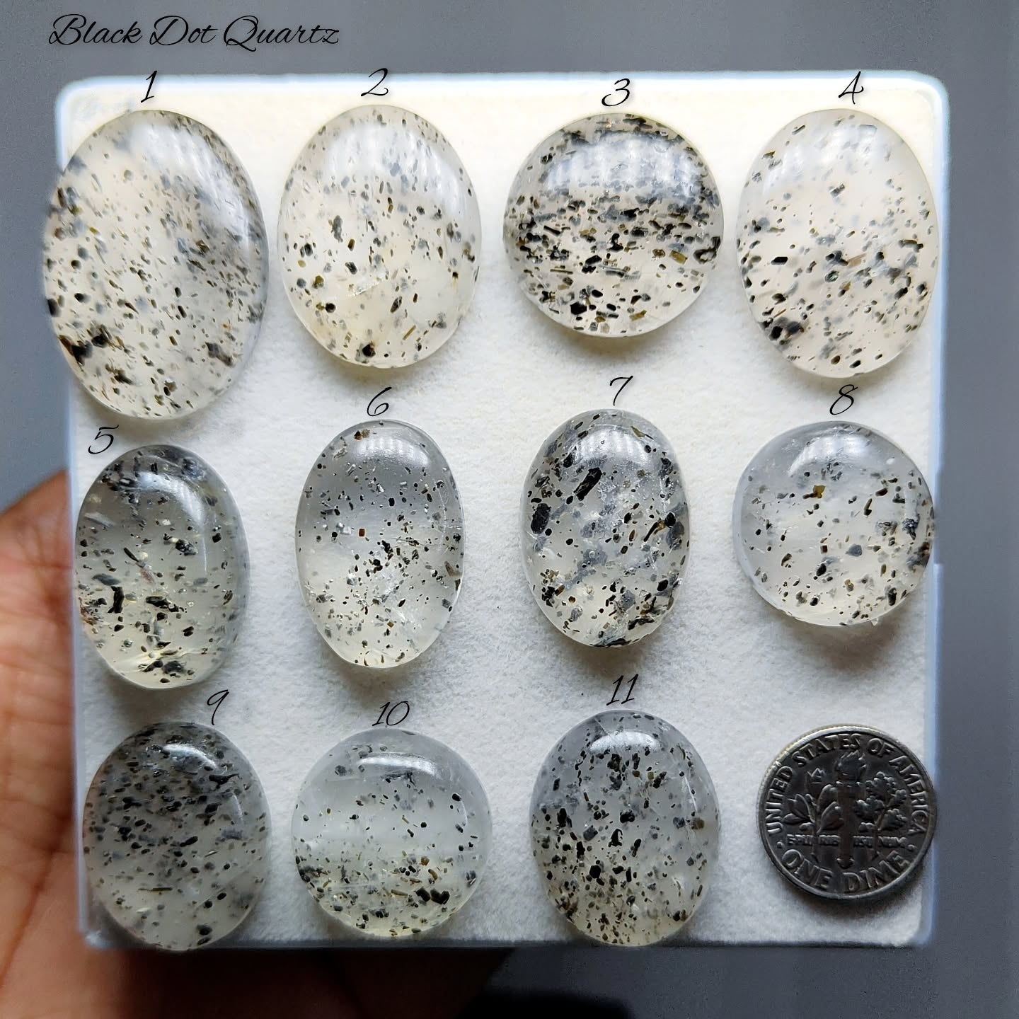 Natural Black Dot Quartz Gemstone for Jewelry Making |Unique Black Inclusion Loose Quartz Stone