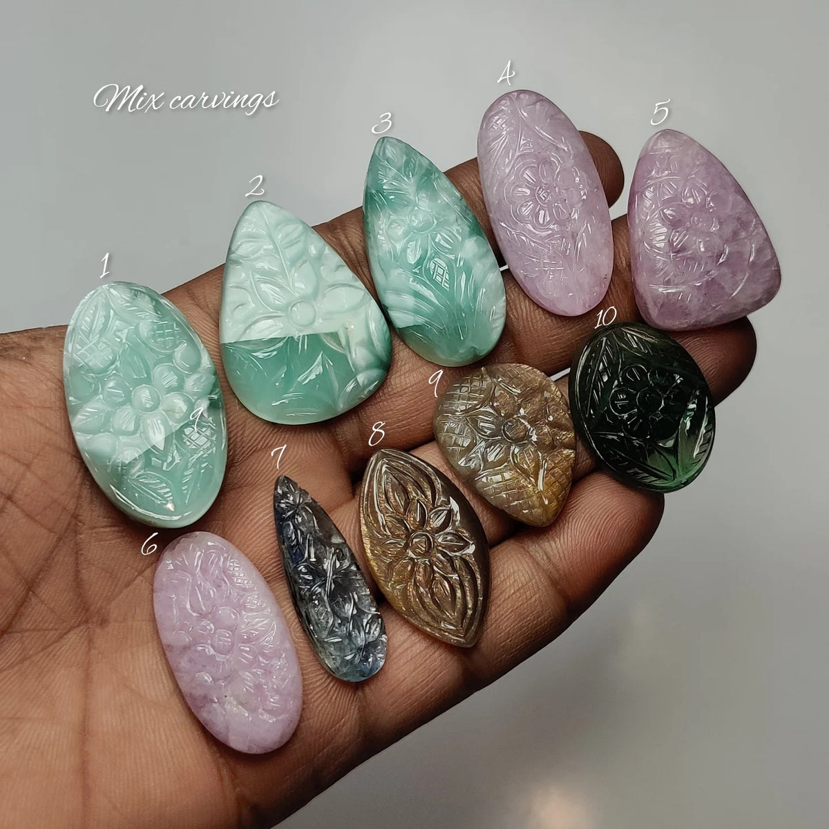 Natural Mix Stone Carvings | Unique Handcrafted Gemstone Carvings for Jewelry & Collectors