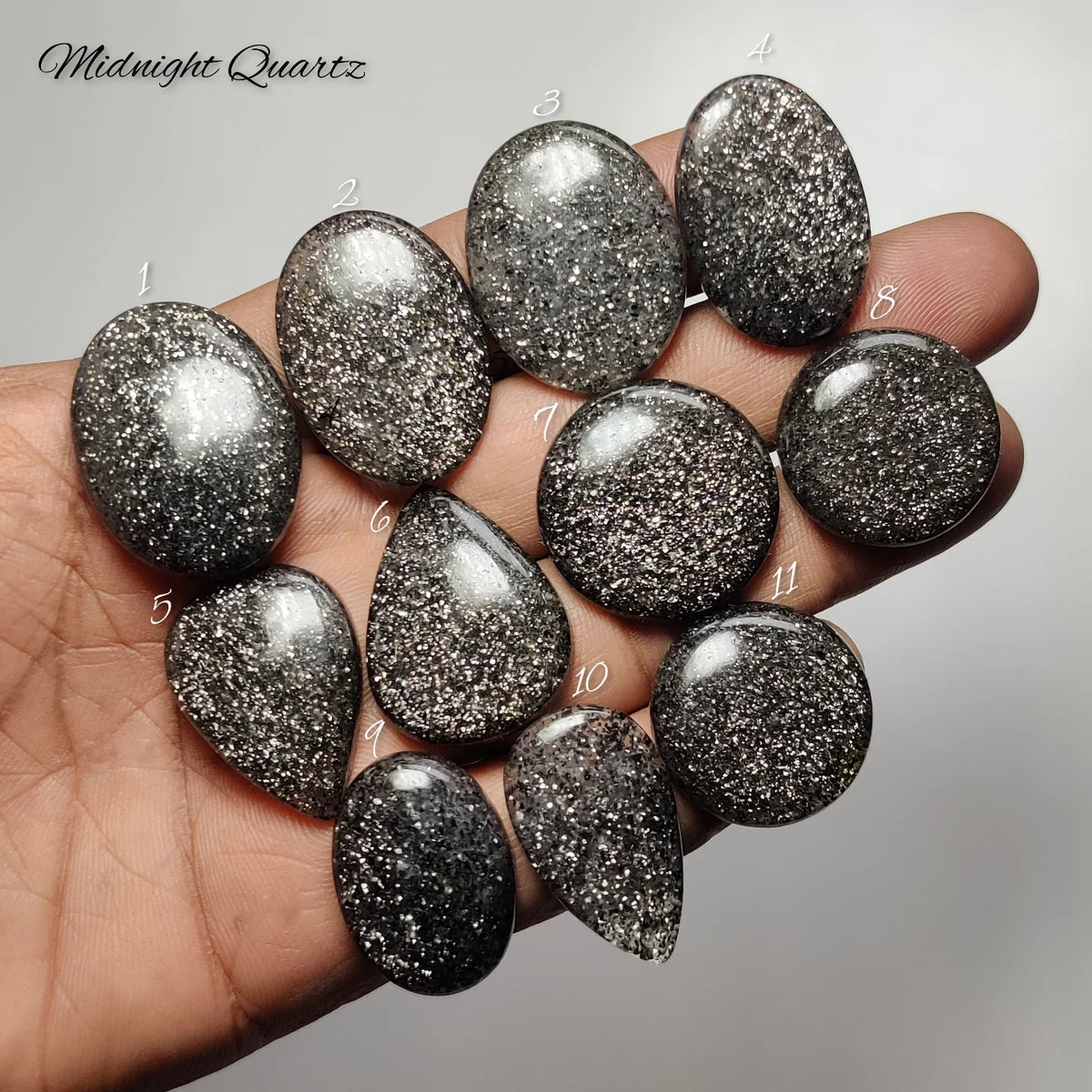 Natural Midnight Quartz Gemstone Cabochon | Deep Smoky Black Crystal Stone for Jewelry Making | Artisan Polished