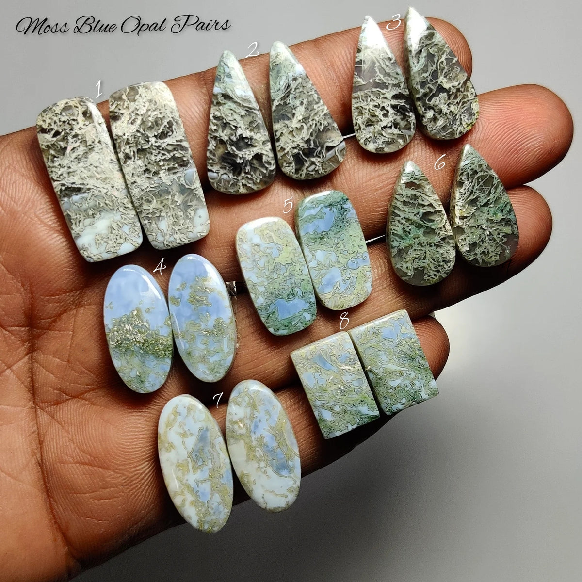Natural Moss Blue Opal Gemstone Cabochon | Dreamy Blue Tones with Organic Moss-Like Patterns for Jewelry Making