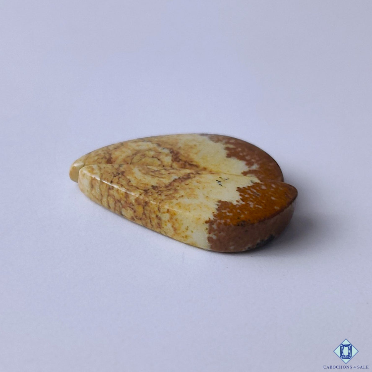 cabochons4sale, natural picture jasper fancy cabochons featuring rustic brown tones, scenic mineral patterns and polished gemstone surfaces held between fingers