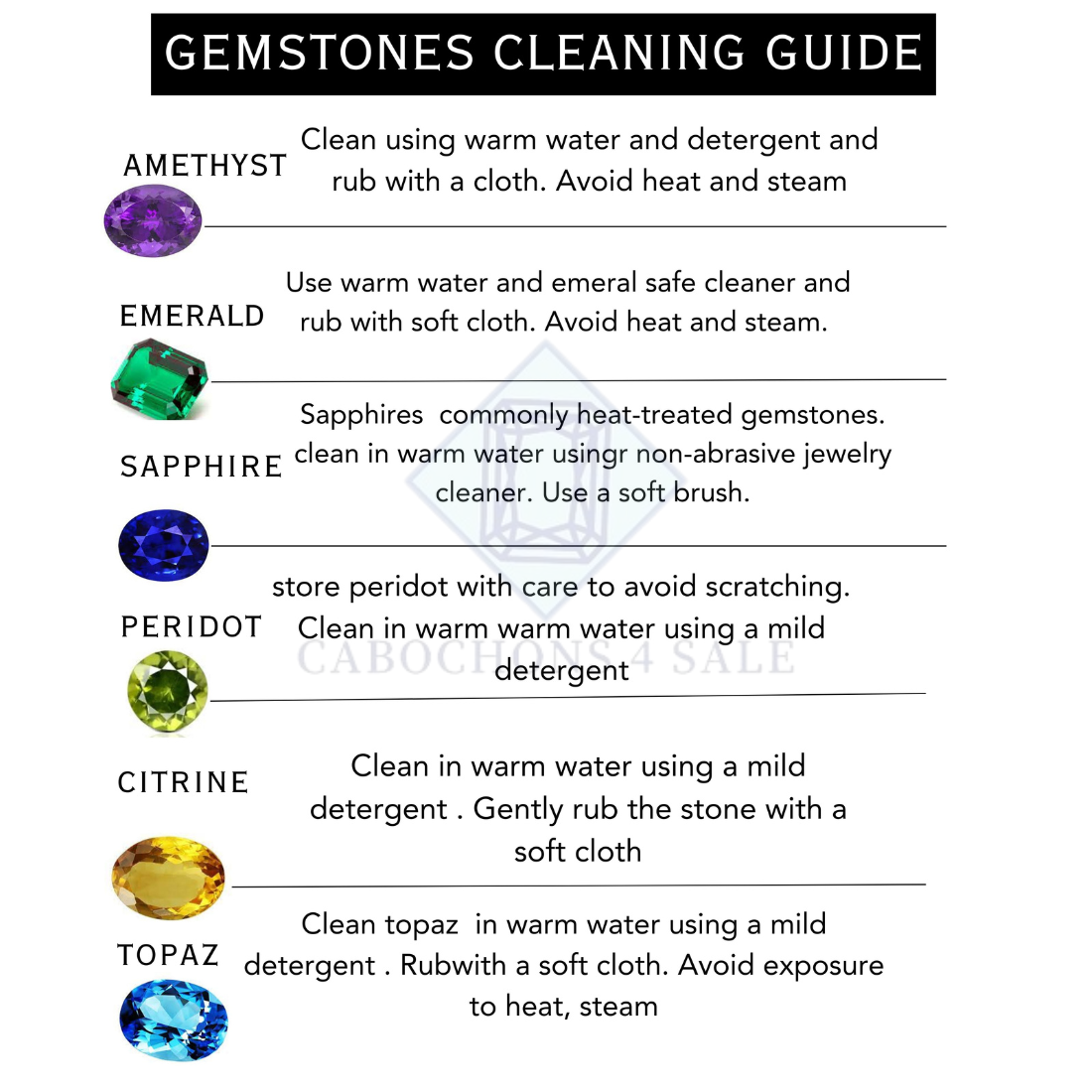 GEMSTONES CLEANING GUIDE