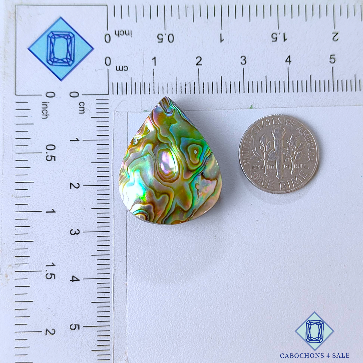 Cabujones de concha de abulón en forma de pera