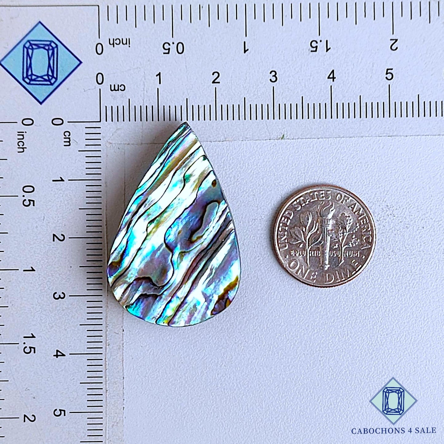 Natural Abalone Shell Gemstone  Pear Cabochons 34*22*6mm From New Zealand available for sale