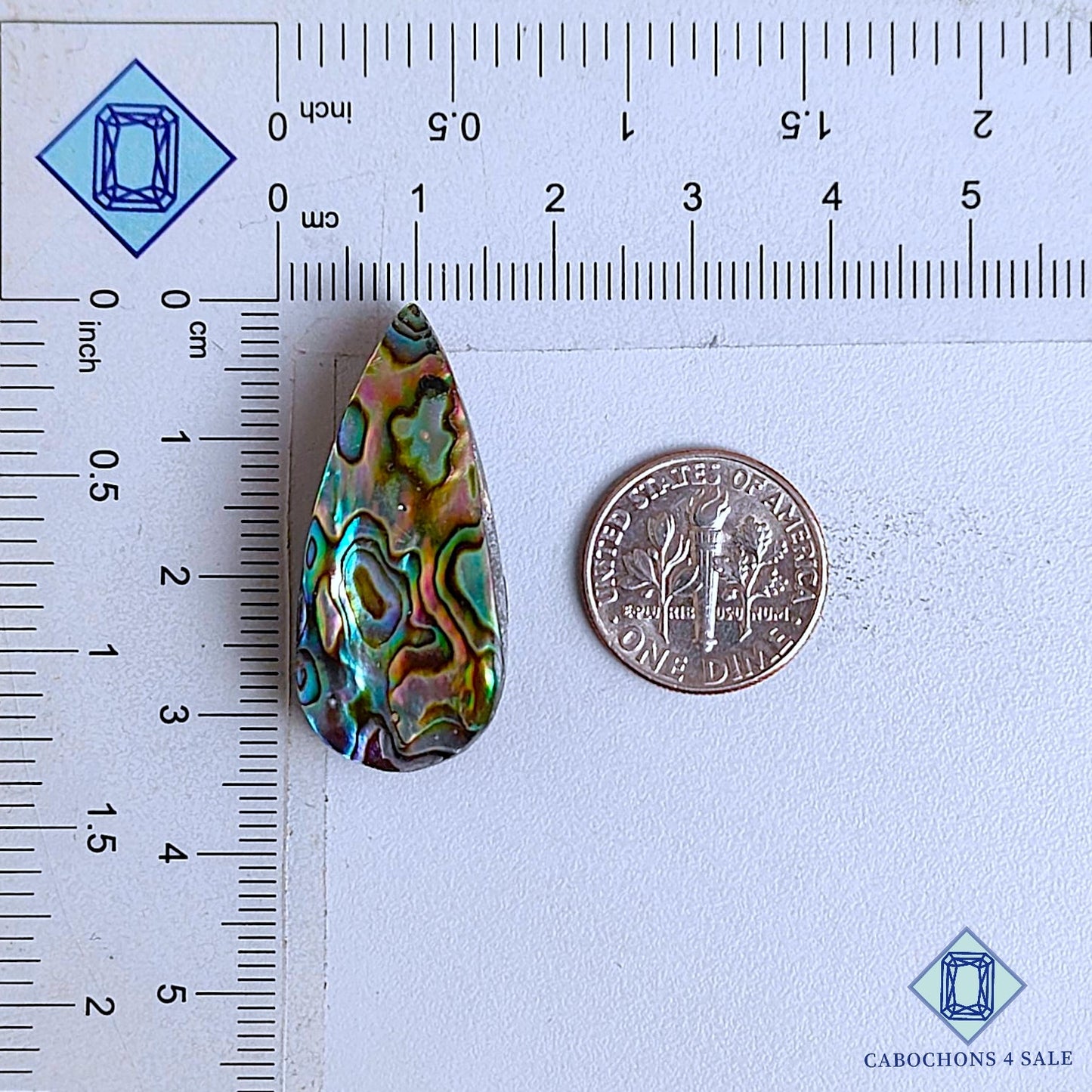 Natural Abalone Shell Gemstone  Pear Cabochons 32*15*7mm From New Zealand available for sale